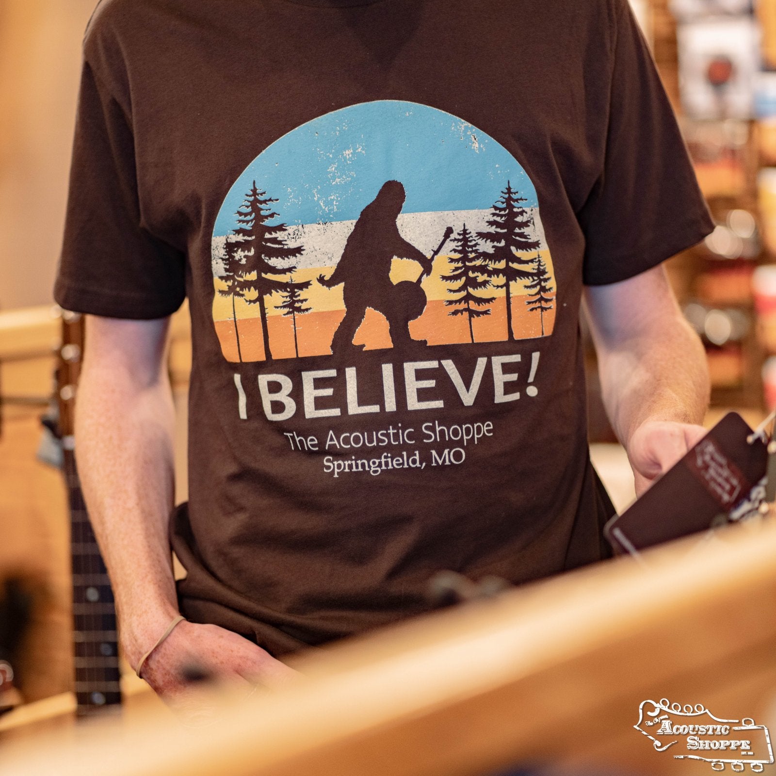 The Acoustic Shoppe "Bigfoot" Design T-Shirt (Brown)