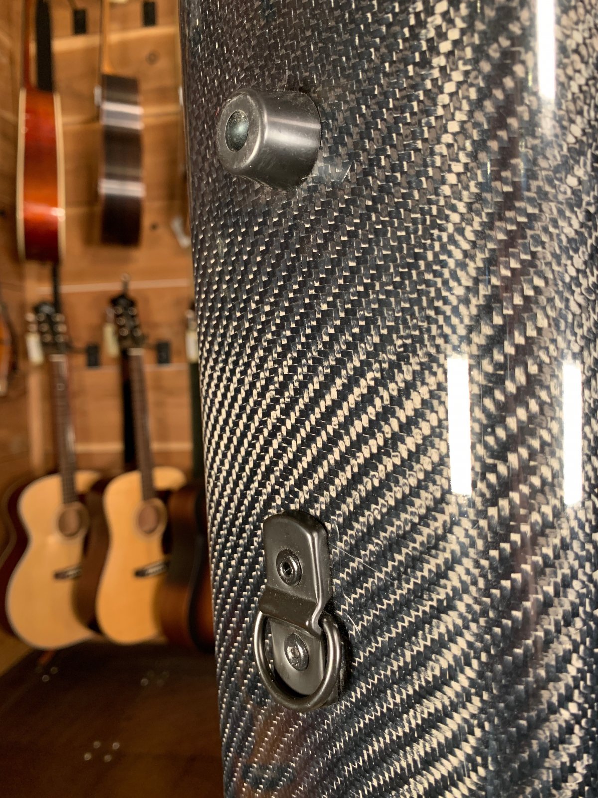 Hoffee Deluxe Carbon Fiber Banjo Case with Thinsulate Black Carbon w/ Green Interior