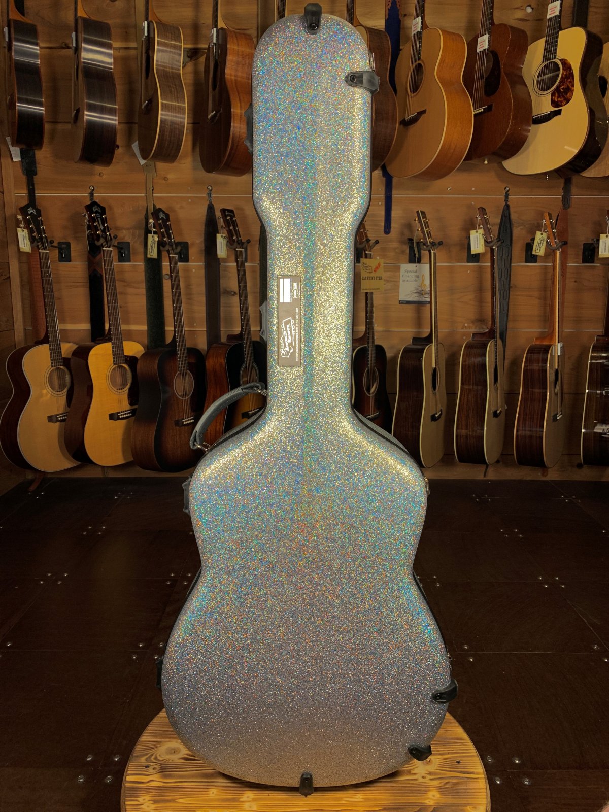 Calton Diamond Glitter Grey Exterior/Burgundy Interior Dreadnought Guitar Case #19-601560