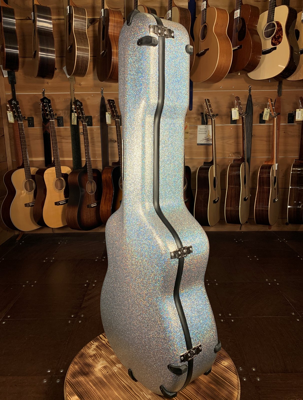 Calton Diamond Glitter Grey Exterior/Burgundy Interior Dreadnought Guitar Case #19-601560