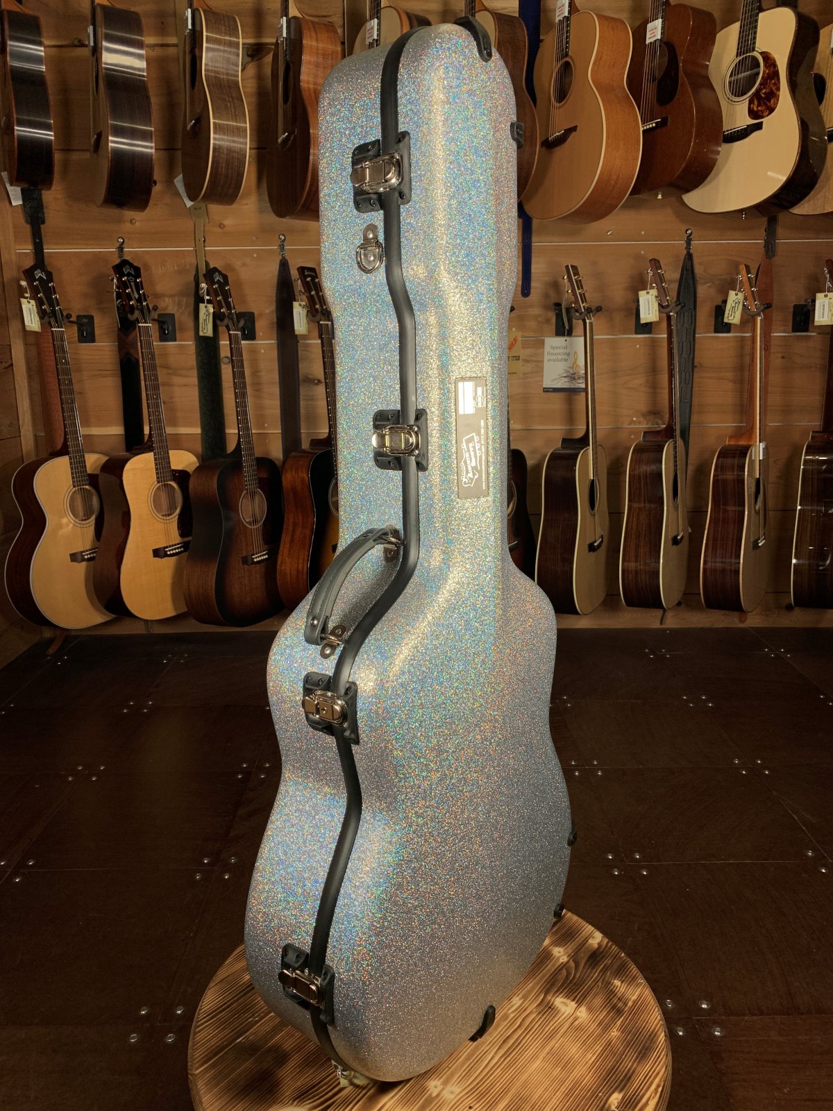 Calton Diamond Glitter Grey Exterior/Burgundy Interior Dreadnought Guitar Case #19-601560