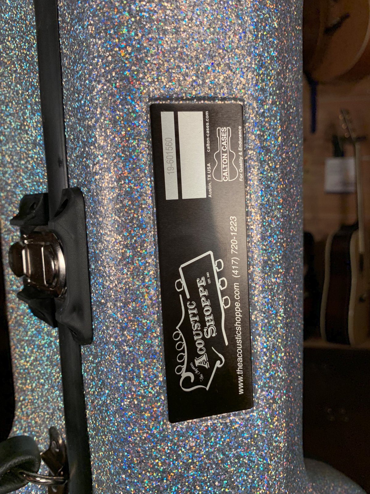 Calton Diamond Glitter Grey Exterior/Burgundy Interior Dreadnought Guitar Case #19-601560