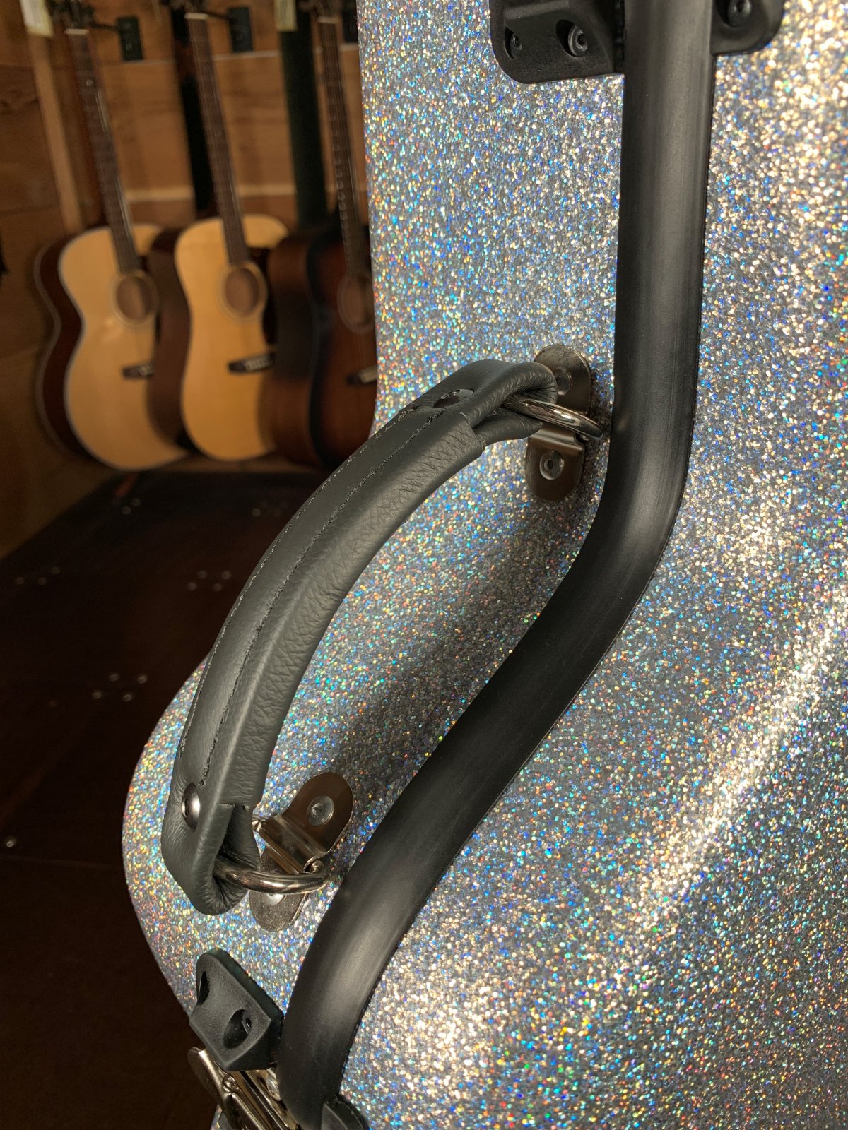 Calton Diamond Glitter Grey Exterior/Burgundy Interior Dreadnought Guitar Case #19-601560