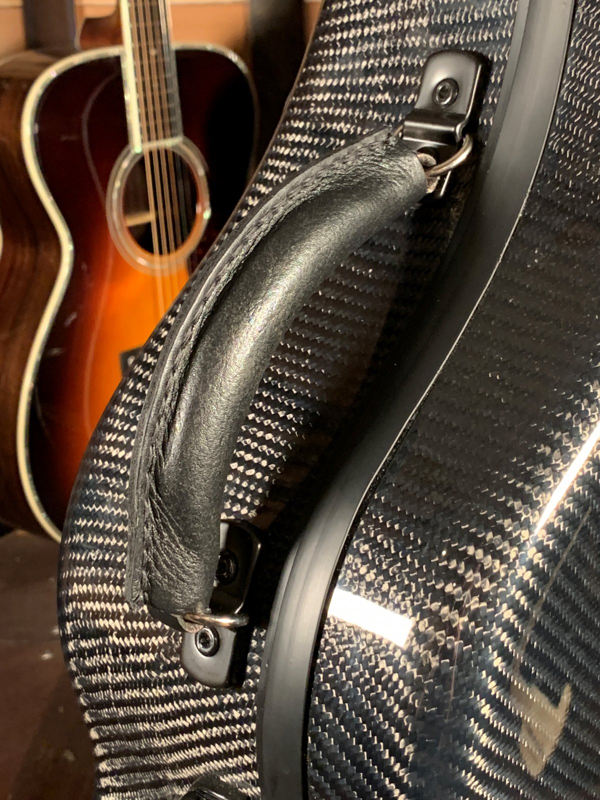 Hoffee Deluxe Acoustic Carbon Fiber Guitar Case (Dreadnought) with Thinsulate Black / Green Interior
