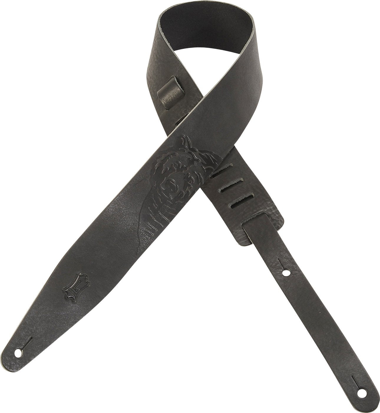 Levy's Veg-Tan Leather Guitar Strap - Black/Bear (MV317SCD-BLK)