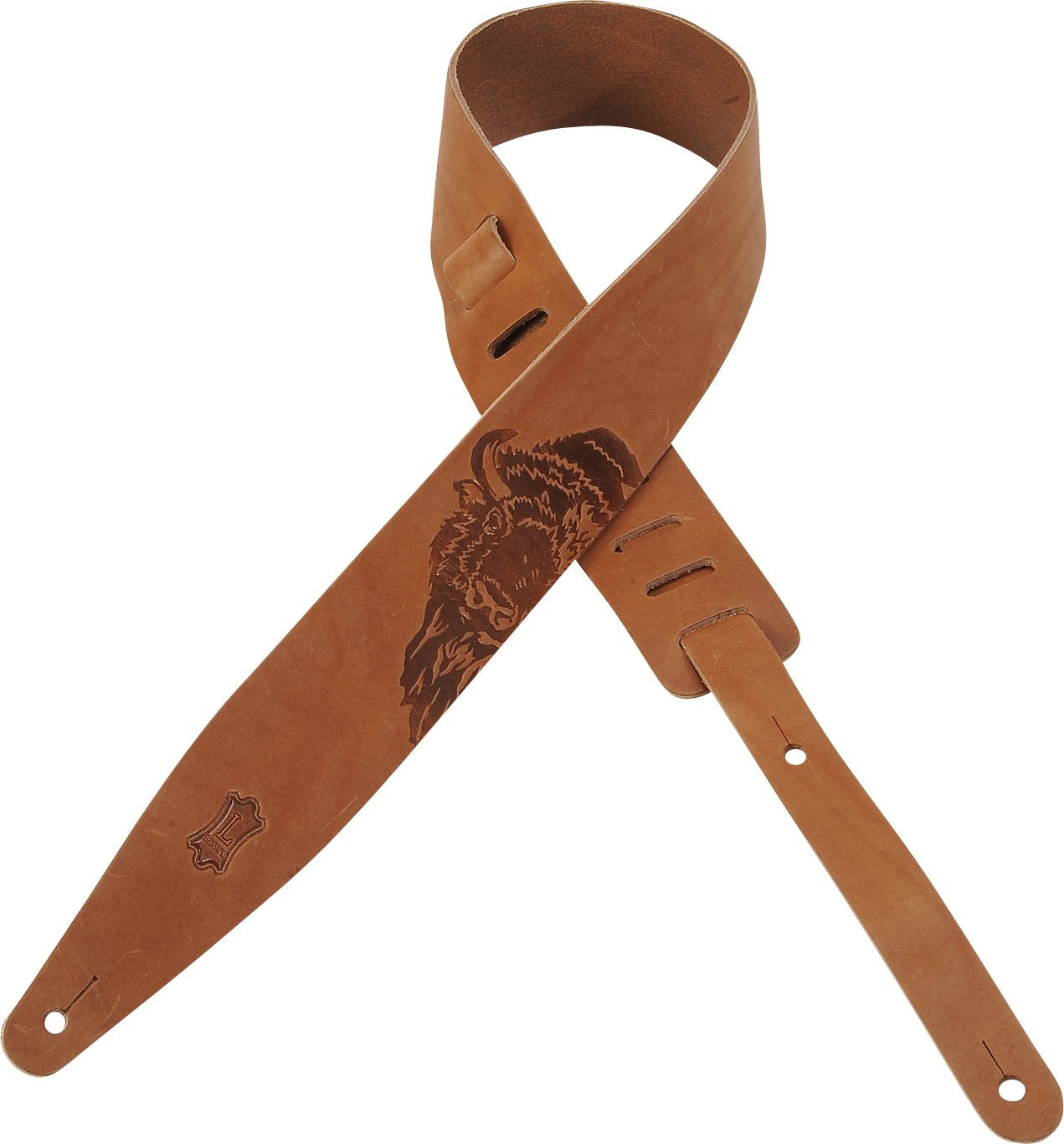 Levy's Veg-Tan Leather Guitar Strap - Tan/Bison (MV317SCD-TAN)