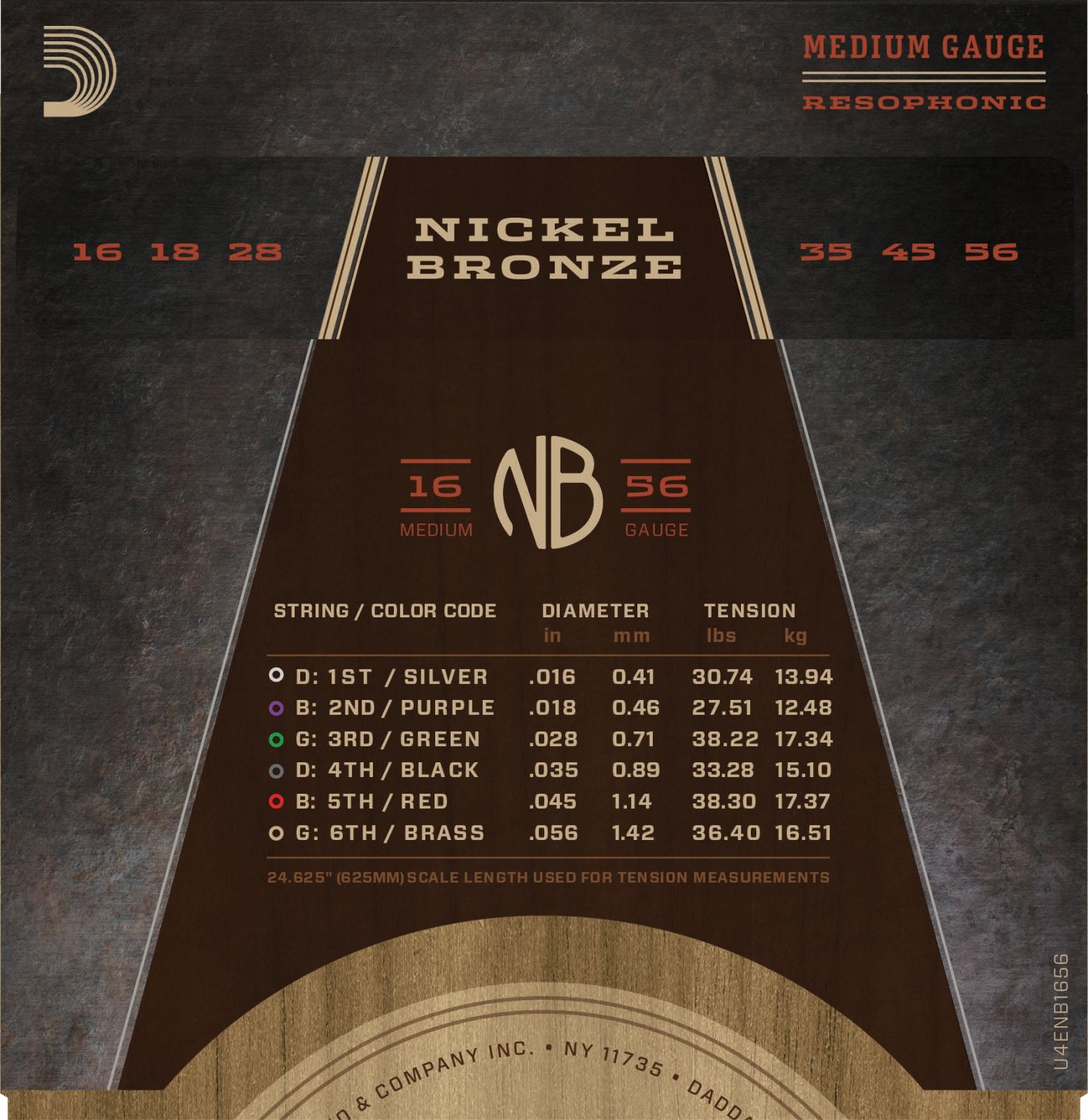 D'Addario NB1656 Nickel Bronze Acoustic Guitar Strings, Resophonic, 16-56