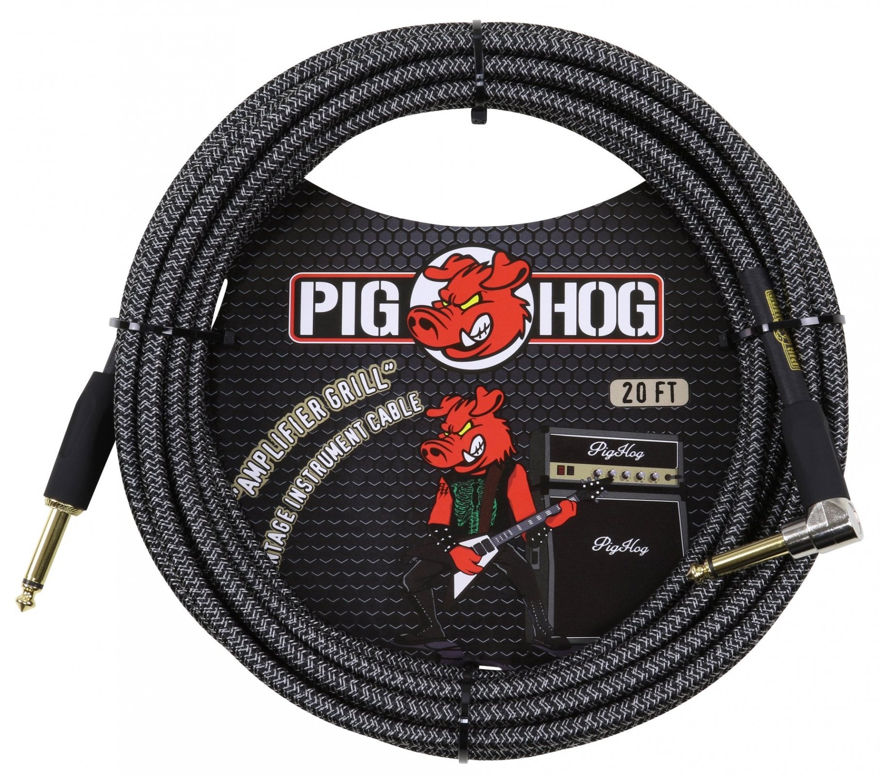 Pig Hog "Amp Grill" 20ft Instrument Cable - Right Angle