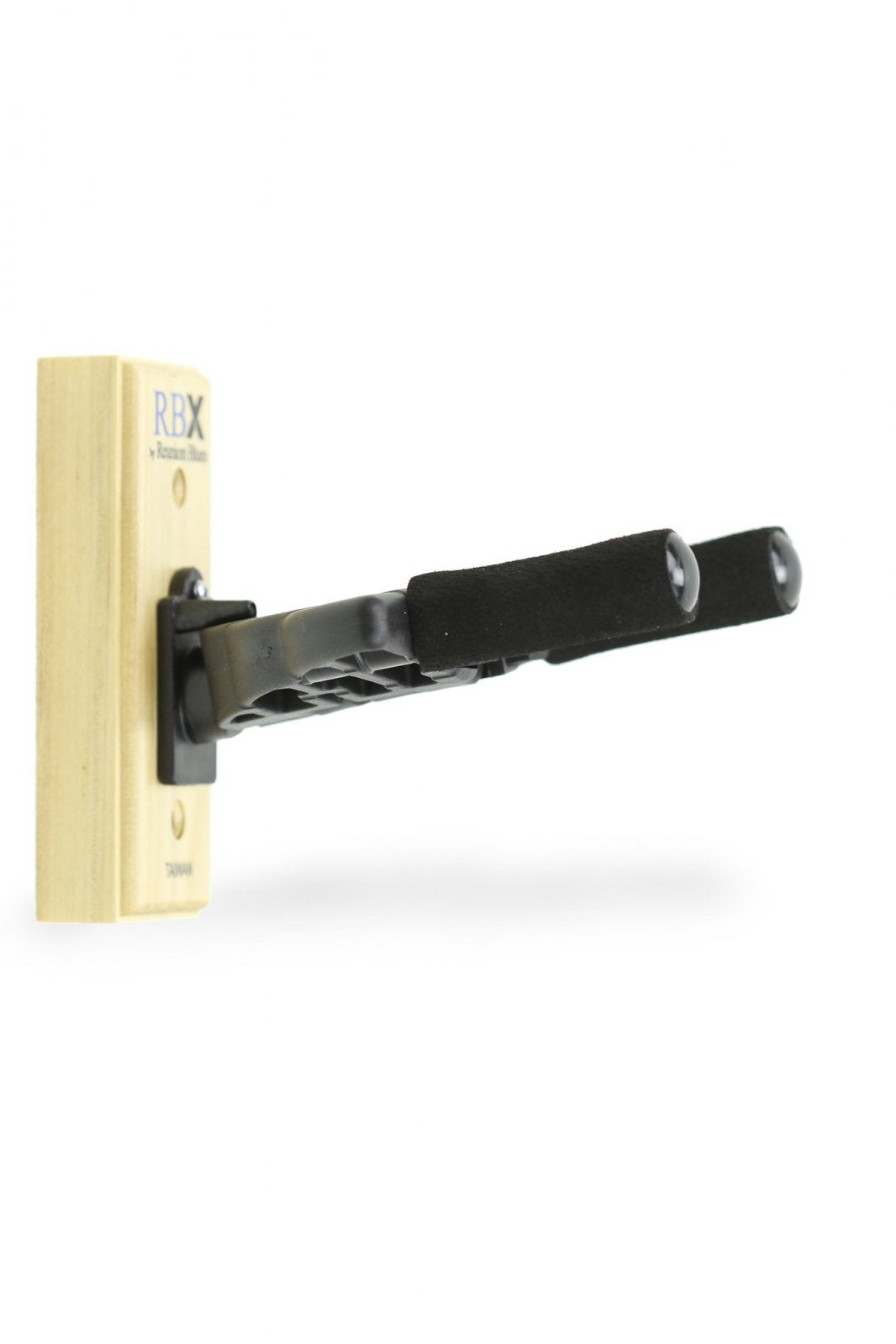 The Reunion Blues RBXS-WHNA Guitar Wall Hanger Natural features a wooden base and two black padded auto-adjusting arms that securely hold your guitar’s neck, providing added protection.