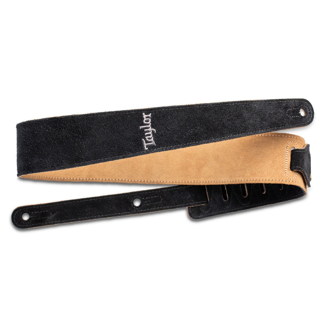 Taylor 2.5" Embroidered Suede Guitar Strap, Black