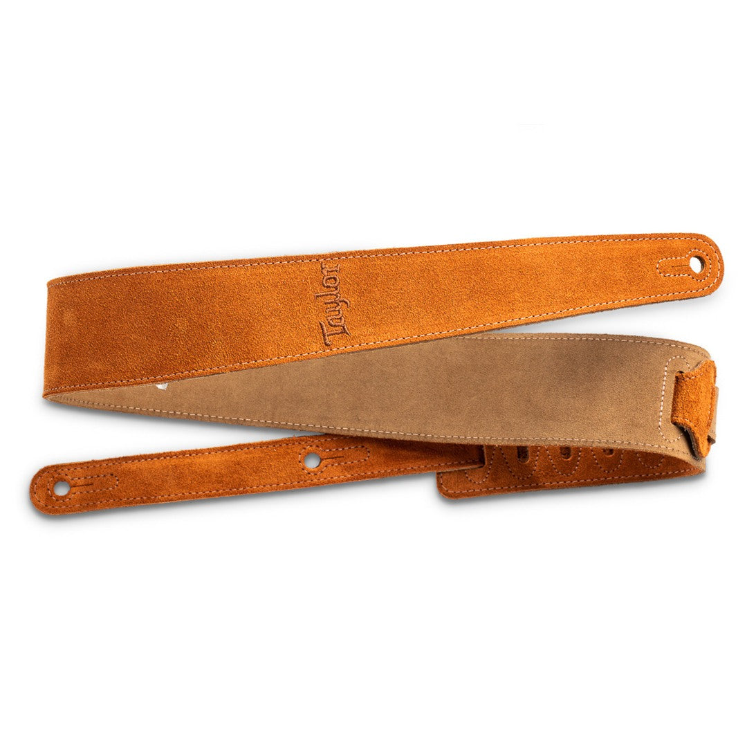 Taylor 2.5" Embroidered Suede Guitar Strap, Honey Gold