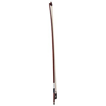 The Howard Core 1076VN 3/4 Violin Bow by Howard Core features white horsehair, an ebony frog, octagon stick, and silver screw, displayed on a plain white background.