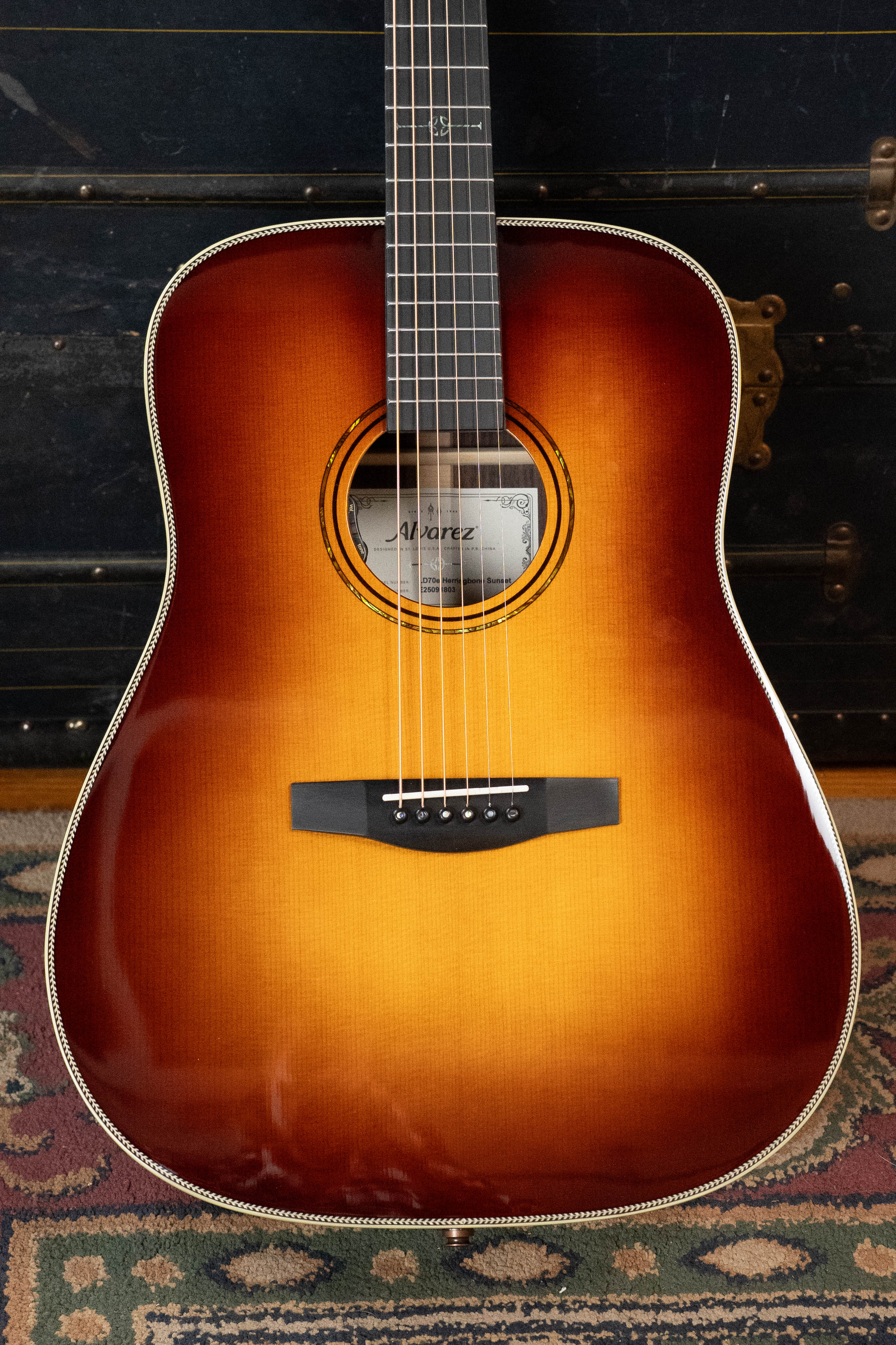 Alvarez LD70e Sitka/Rosewood Herringbone Sunset Dreadnought Guitar w/LR Baggs Electronics #1803