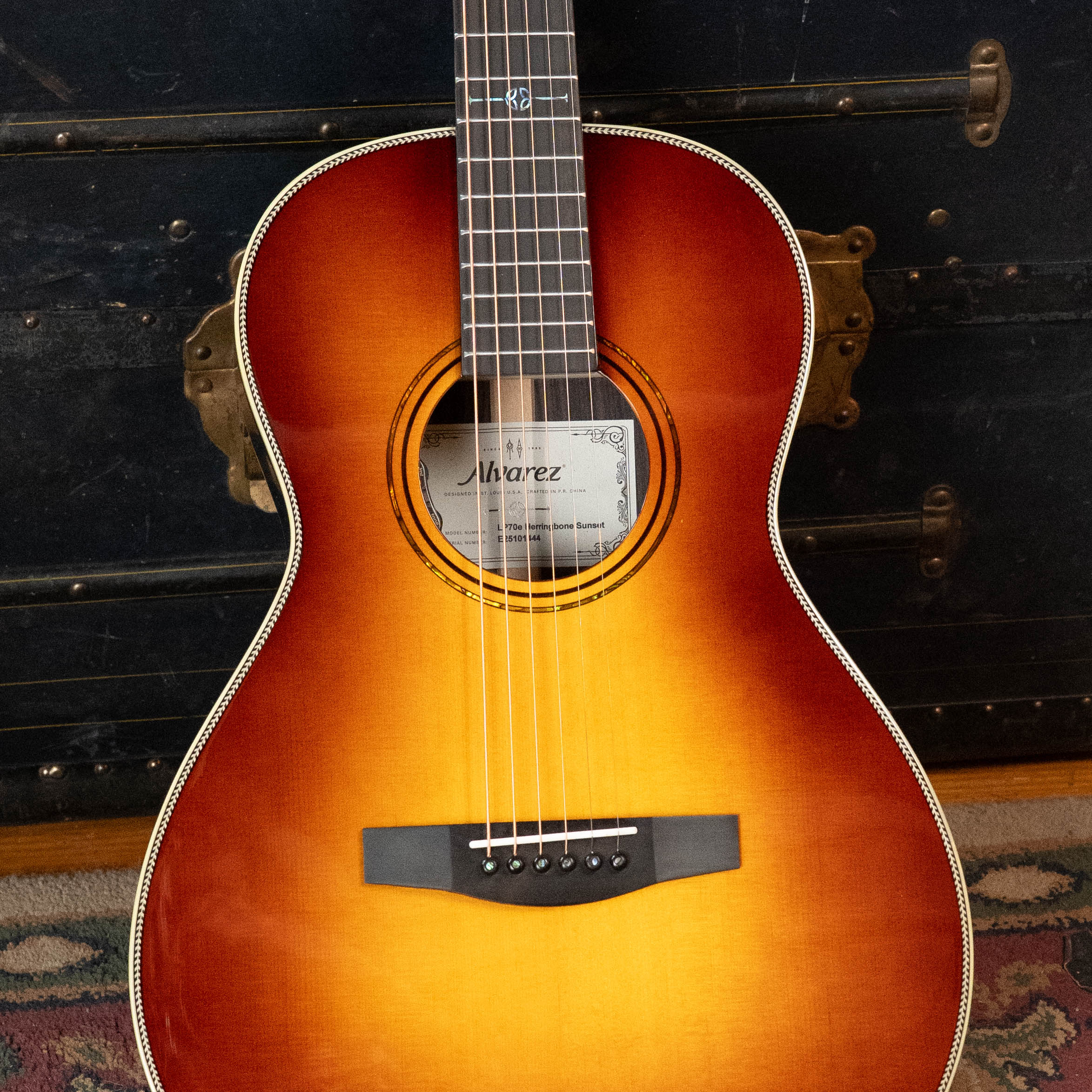 Alvarez Laureate LP70e Herringbone Sunset Sitka/East Indian Rosewood Parlor Guitar w/LR Baggs HiFi Pickup #1444