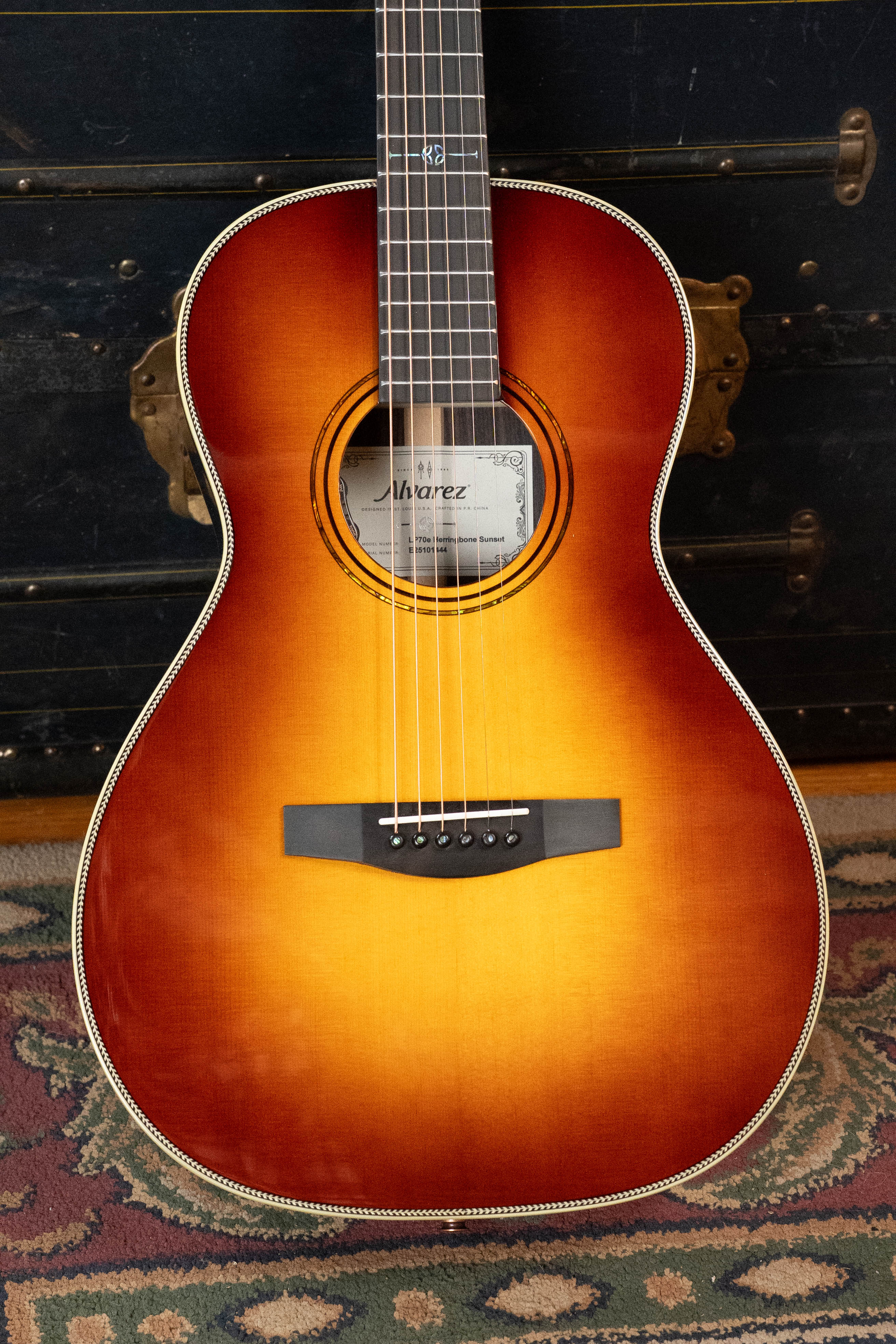 Alvarez Laureate LP70e Herringbone Sunset Sitka/East Indian Rosewood Parlor Guitar w/LR Baggs HiFi Pickup #1444