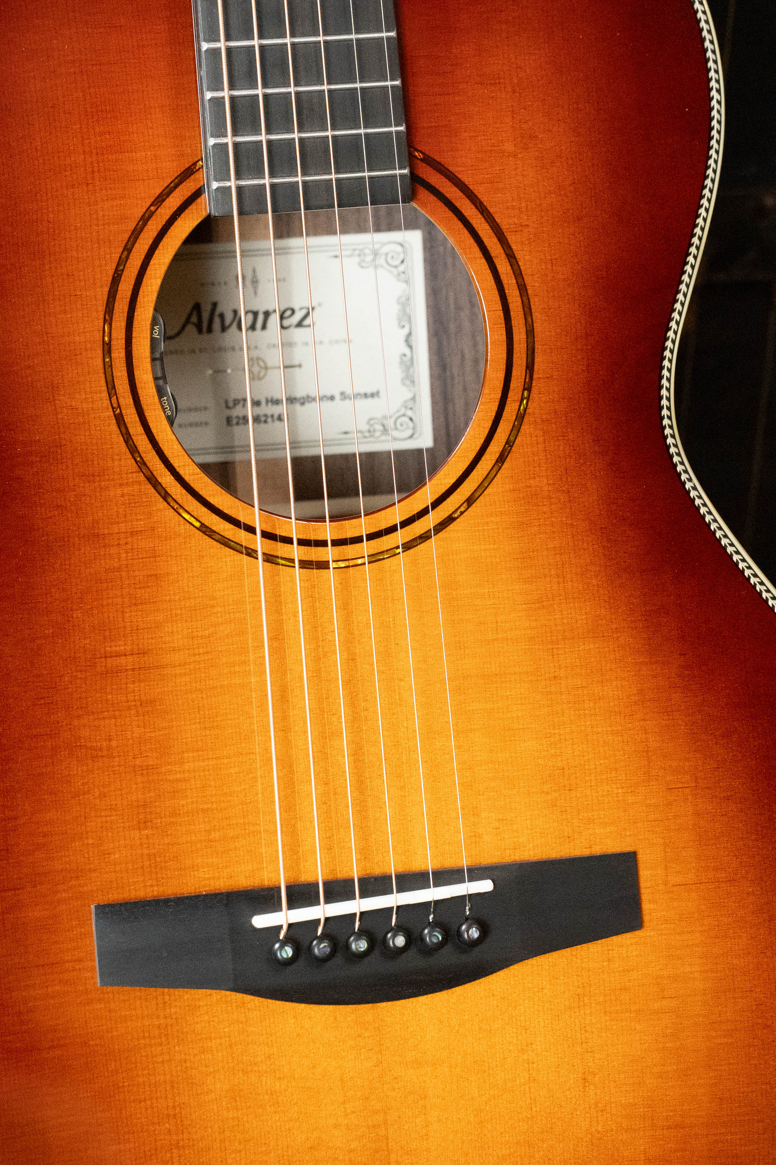 Alvarez Laureate LP70e Herringbone Sunset Sitka/East Indian Rosewood Parlor Guitar w/LR Baggs HiFi Pickup #2143