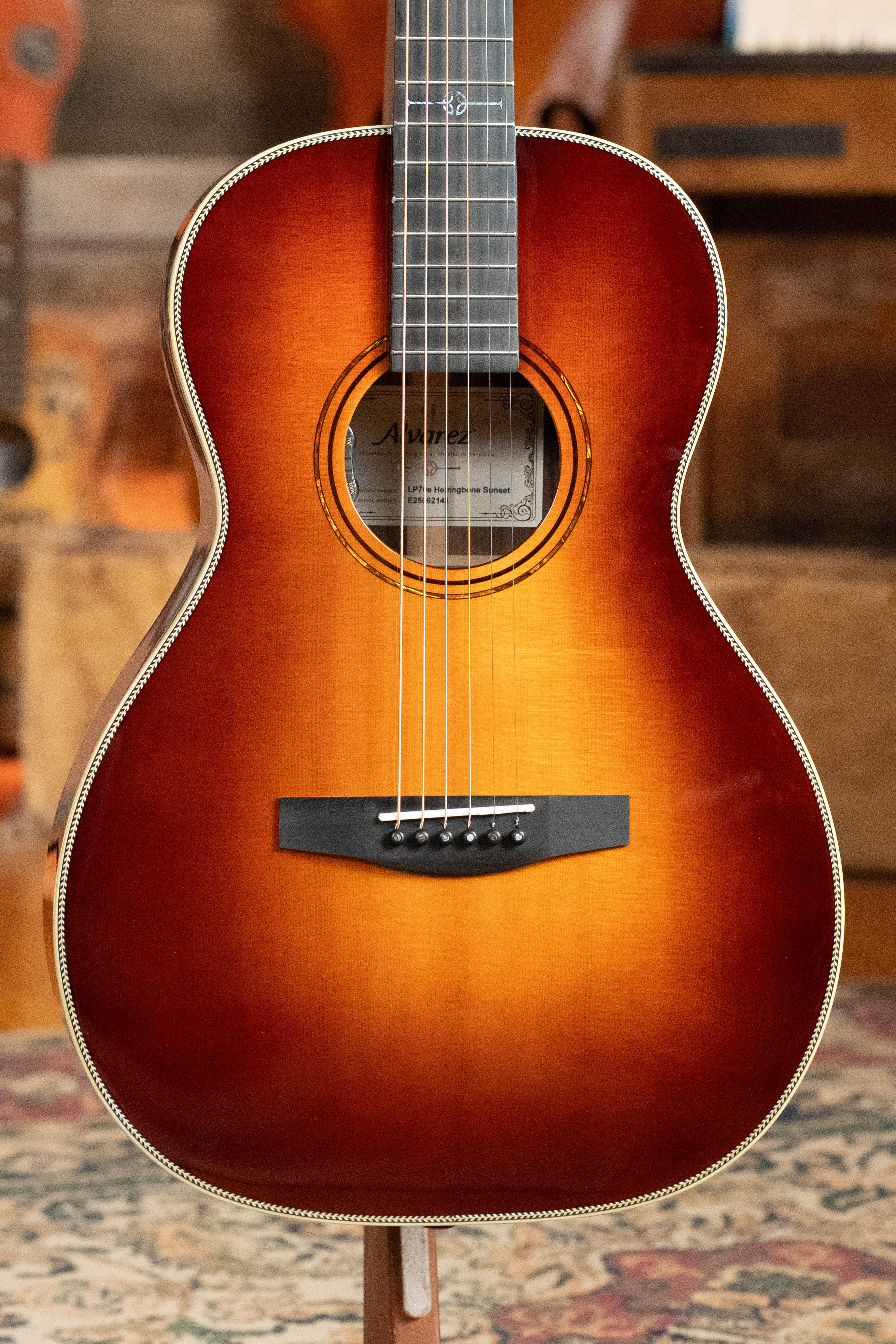 Alvarez Laureate LP70e Herringbone Sunset Sitka/East Indian Rosewood Parlor Guitar w/LR Baggs HiFi Pickup #2143