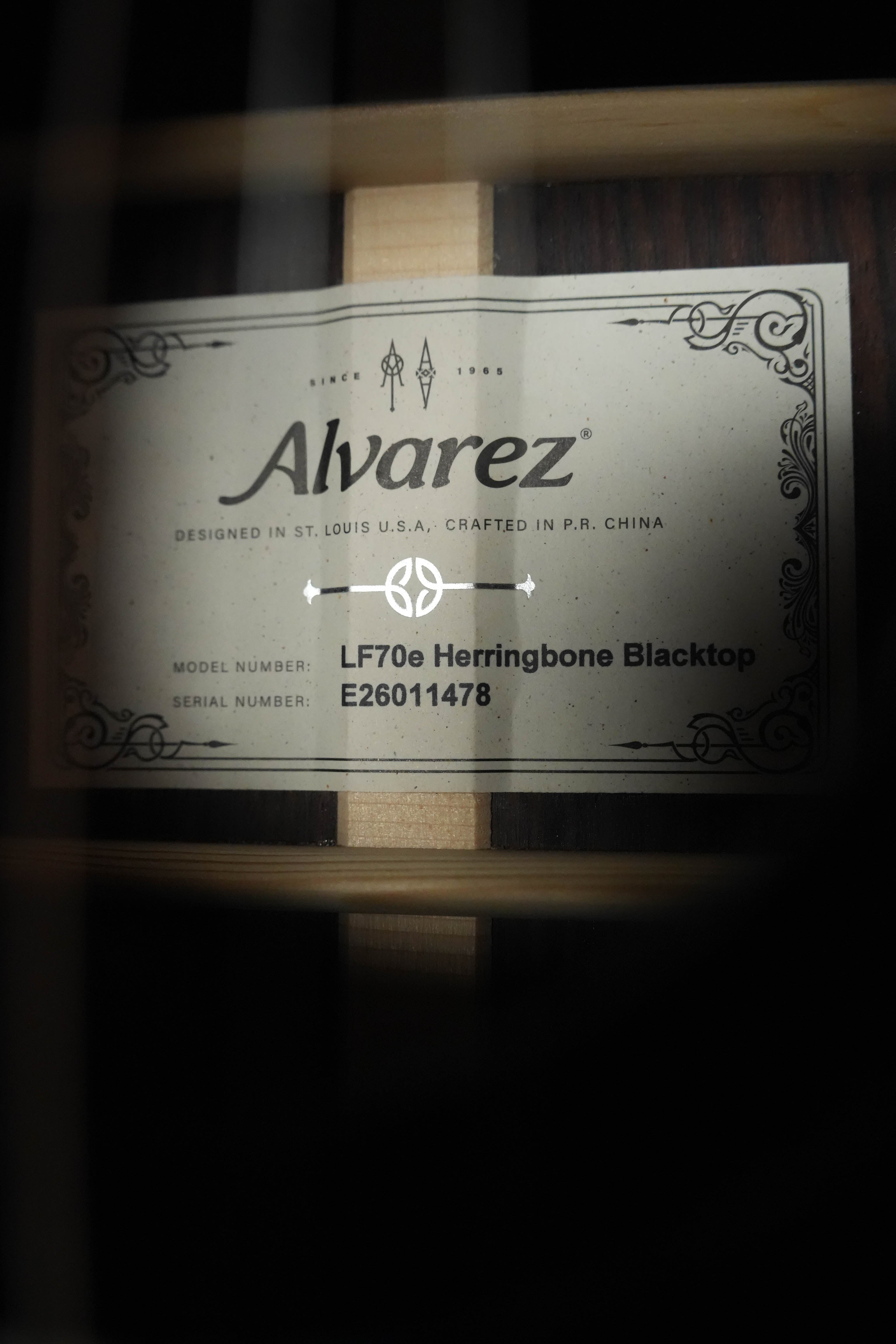 Alvarez Laureate Series LF70e Herringbone Blacktop Sitka/Rosewood Sunset OM Guitar w/LR Baggs Hifi Pickup  #1478