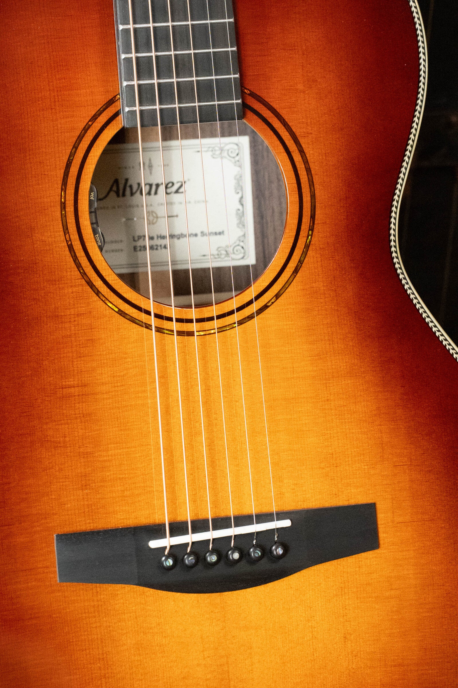 Alvarez Laureate LP70e Herringbone Sunset Sitka/East Indian Rosewood Parlor Guitar w/LR Baggs HiFi Pickup #2143