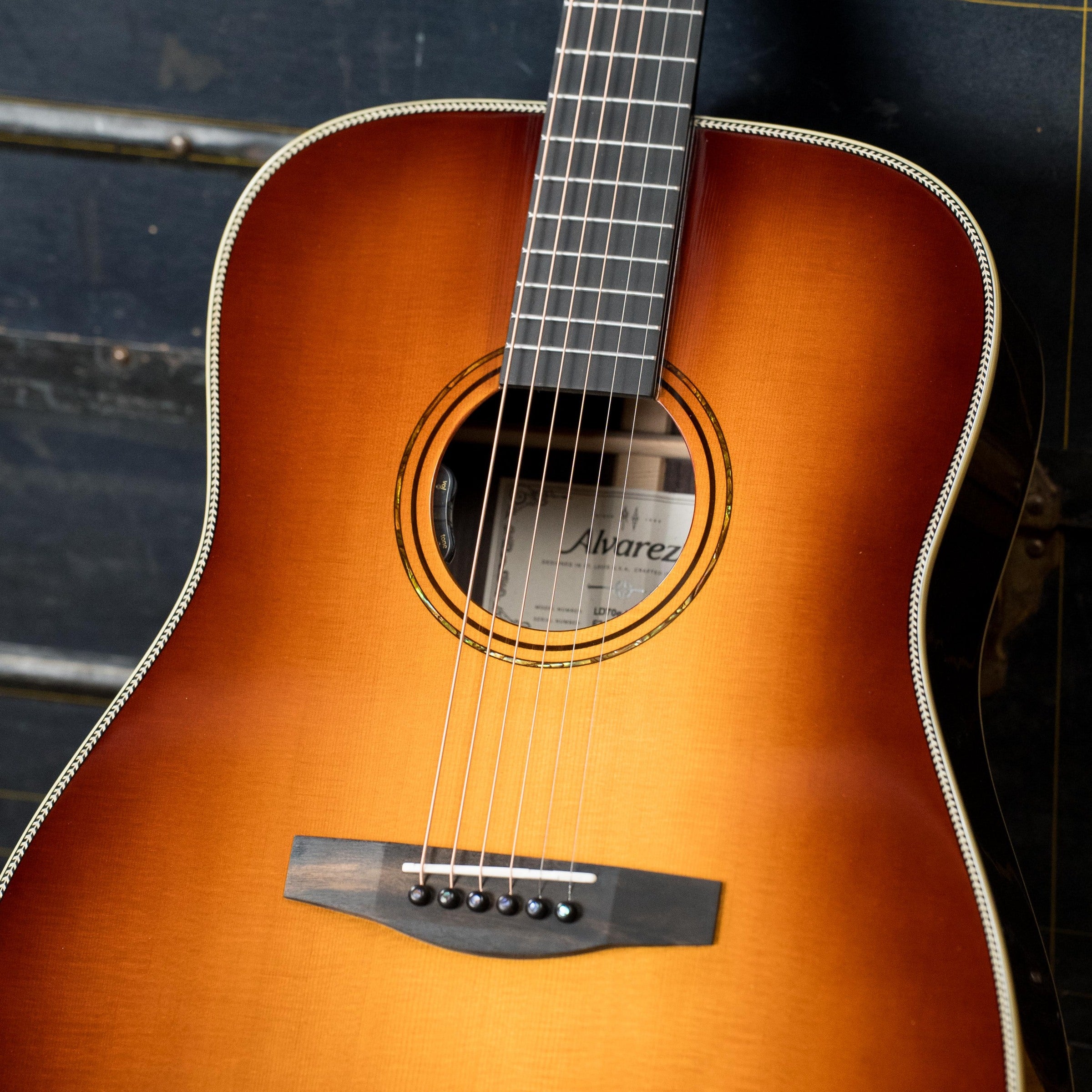 Alvarez Laureate Series LD70e Herringbone Sunset Sitka/Rosewood Dreadnought Guitar w/LR Baggs Hifi Pickup #2836