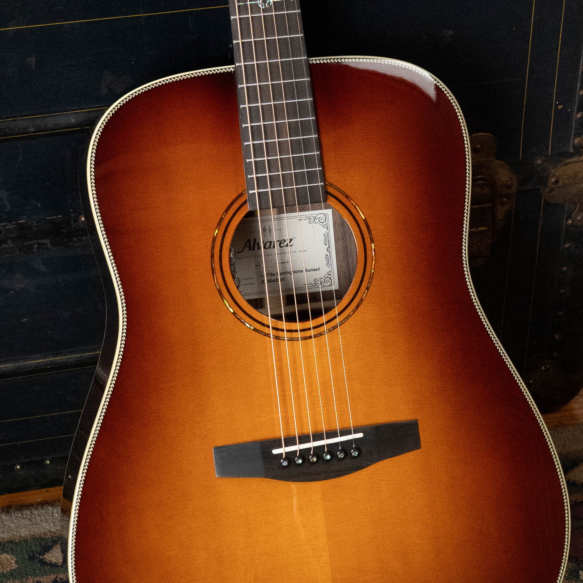 Alvarez Laureate Series LD70e Herringbone Sunset Sitka/Rosewood Dreadnought Guitar w/LR Baggs Hifi Pickup #2981