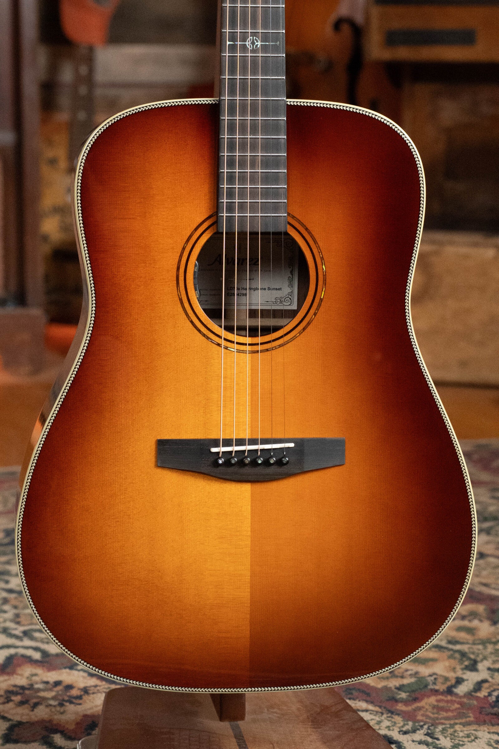 Alvarez Laureate Series LD70e Herringbone Sunset Sitka/Rosewood Dreadnought Guitar w/LR Baggs Hifi Pickup #2981