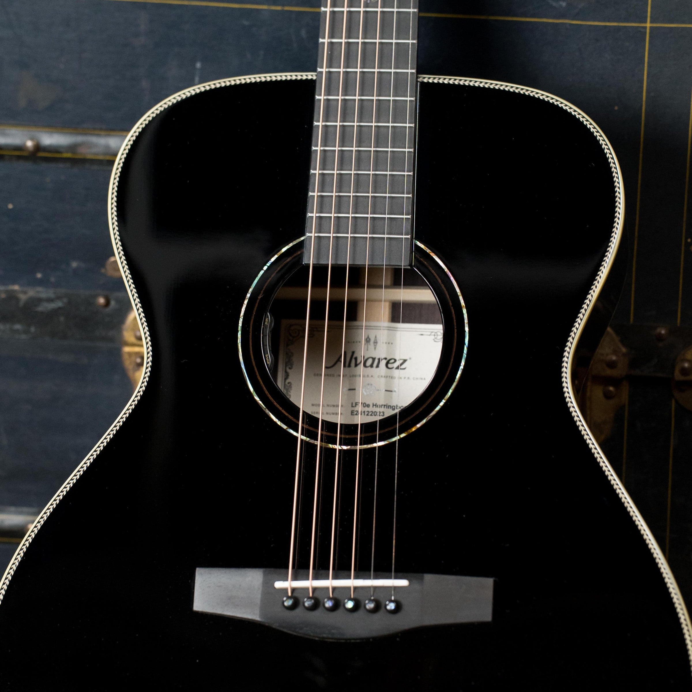 Alvarez Laureate Series LF70e Herringbone Blacktop Sitka/Rosewood OM Guitar w/LR Baggs Hifi Pickup #2023