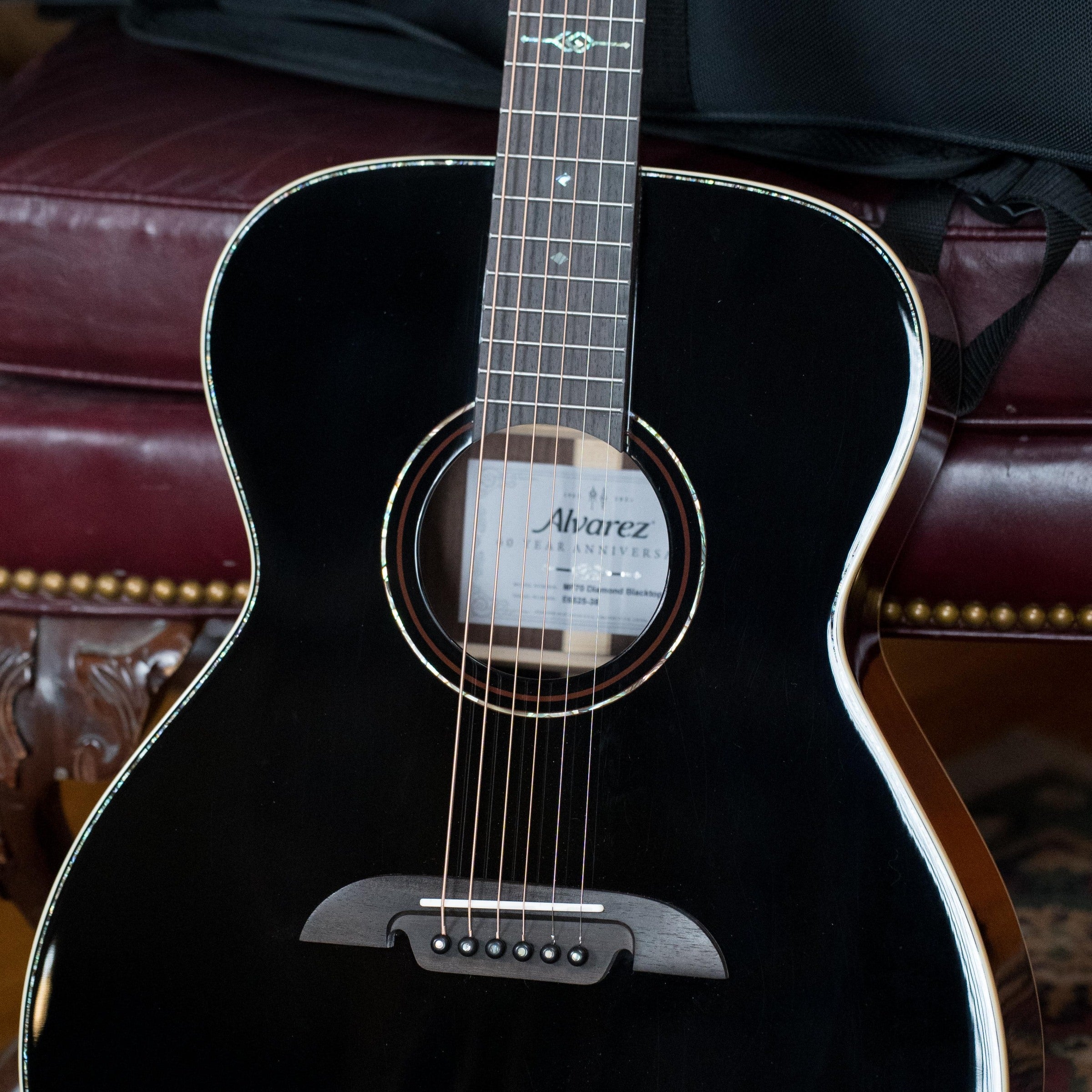Alvarez Masterworks Limited Edition 60th Anniversary MF70 Diamond Black Top OM Acoustic Guitar #2538