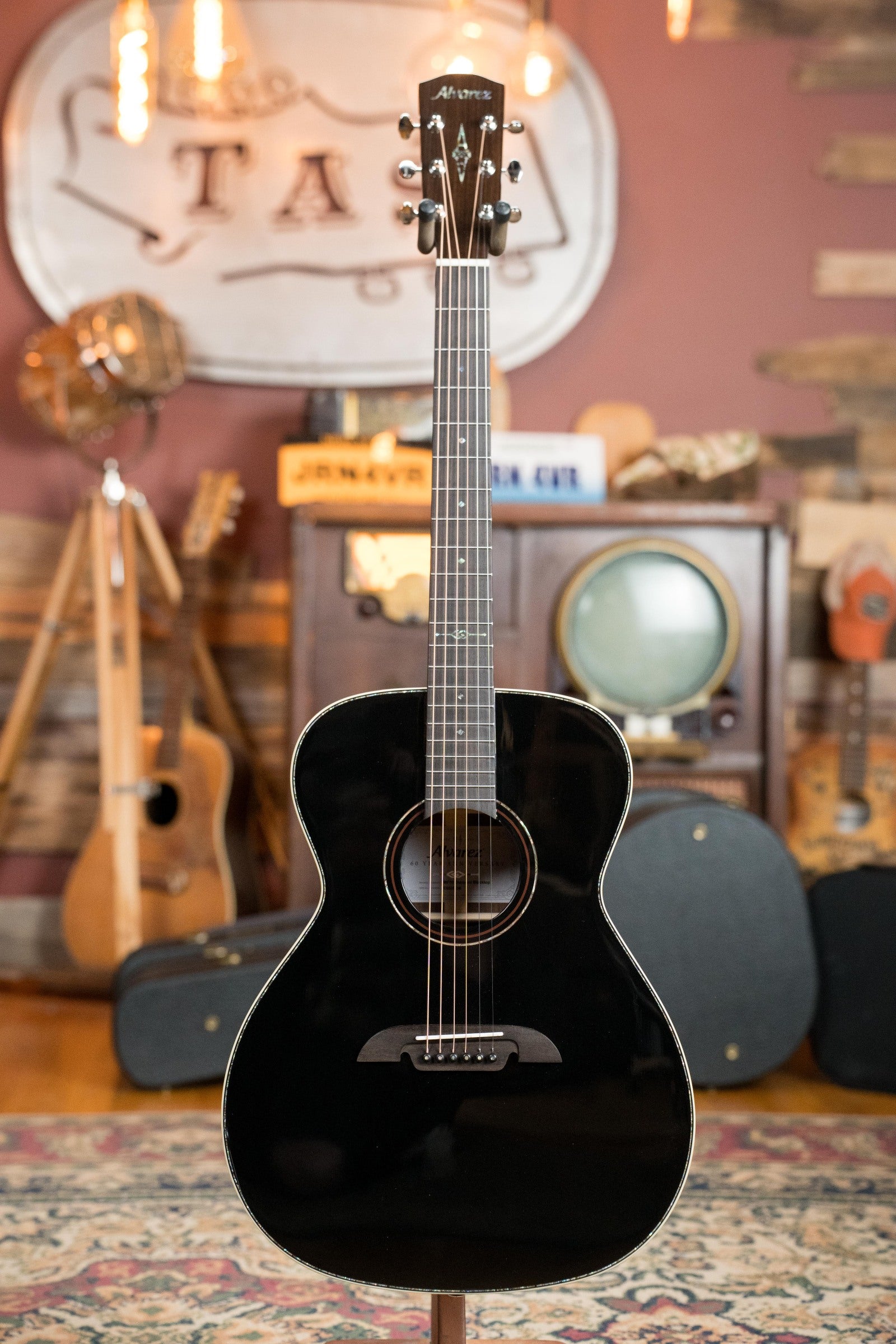 Alvarez Masterworks Limited Edition 60th Anniversary MF70 Diamond Black Top OM Acoustic Guitar #2538