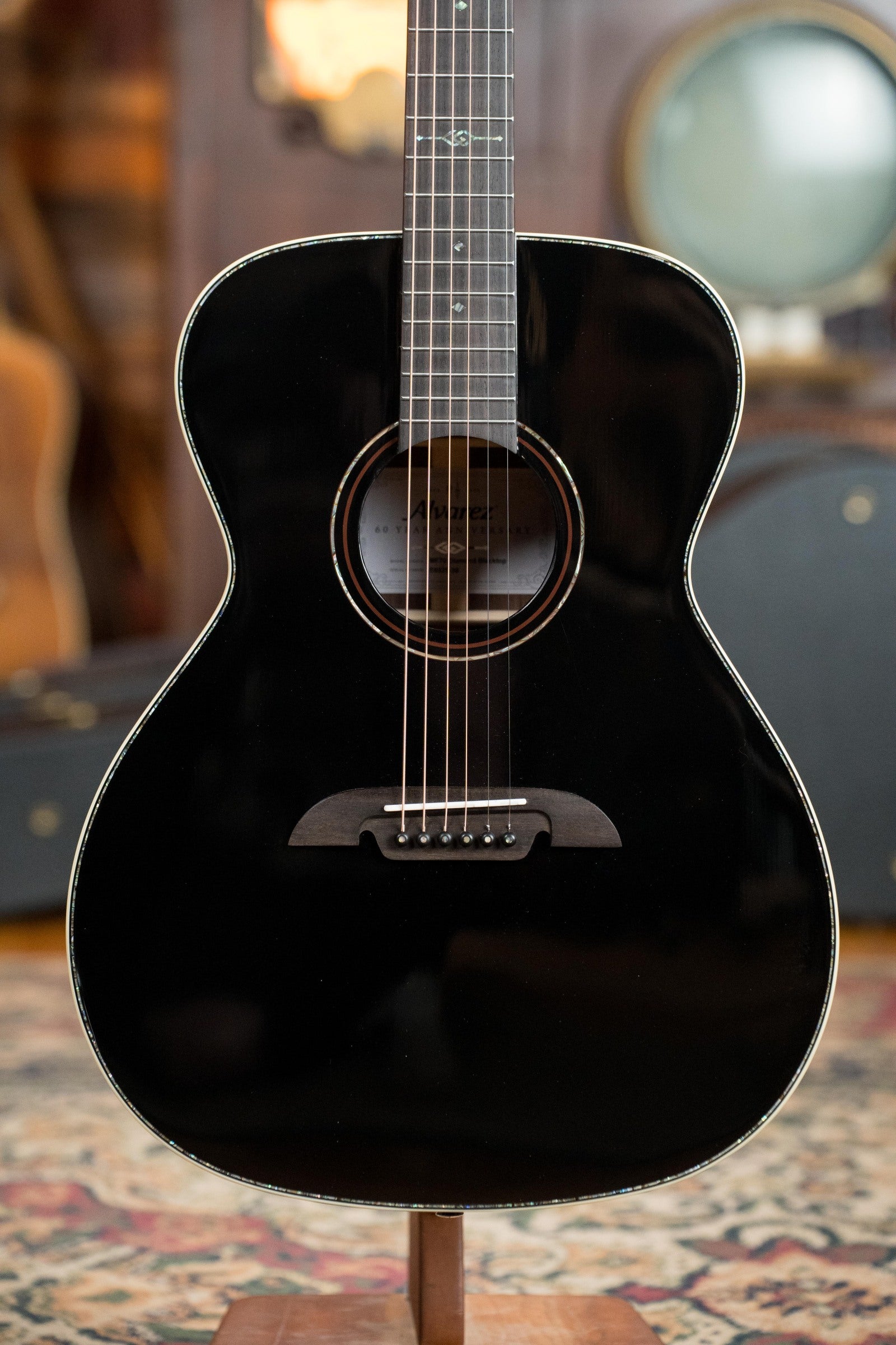 Alvarez Masterworks Limited Edition 60th Anniversary MF70 Diamond Black Top OM Acoustic Guitar #2538