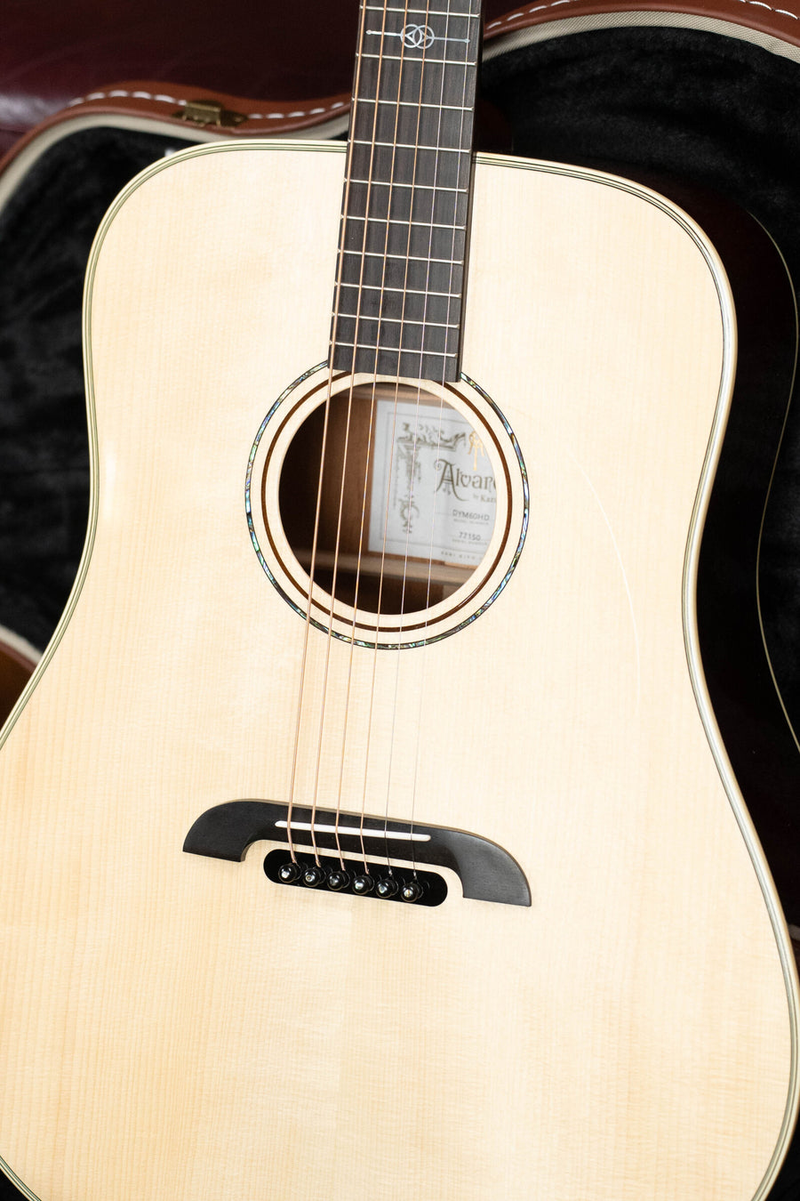 Vintage Honduran mahogany dreadnought acoustic guitar with natural finish and black bridge. - Alvarez Yairi Honduran Series DYM60HD Adirondack/Vintage Honduran Mahogany Dreadnought Acoustic Guitar #7150 - Default Title