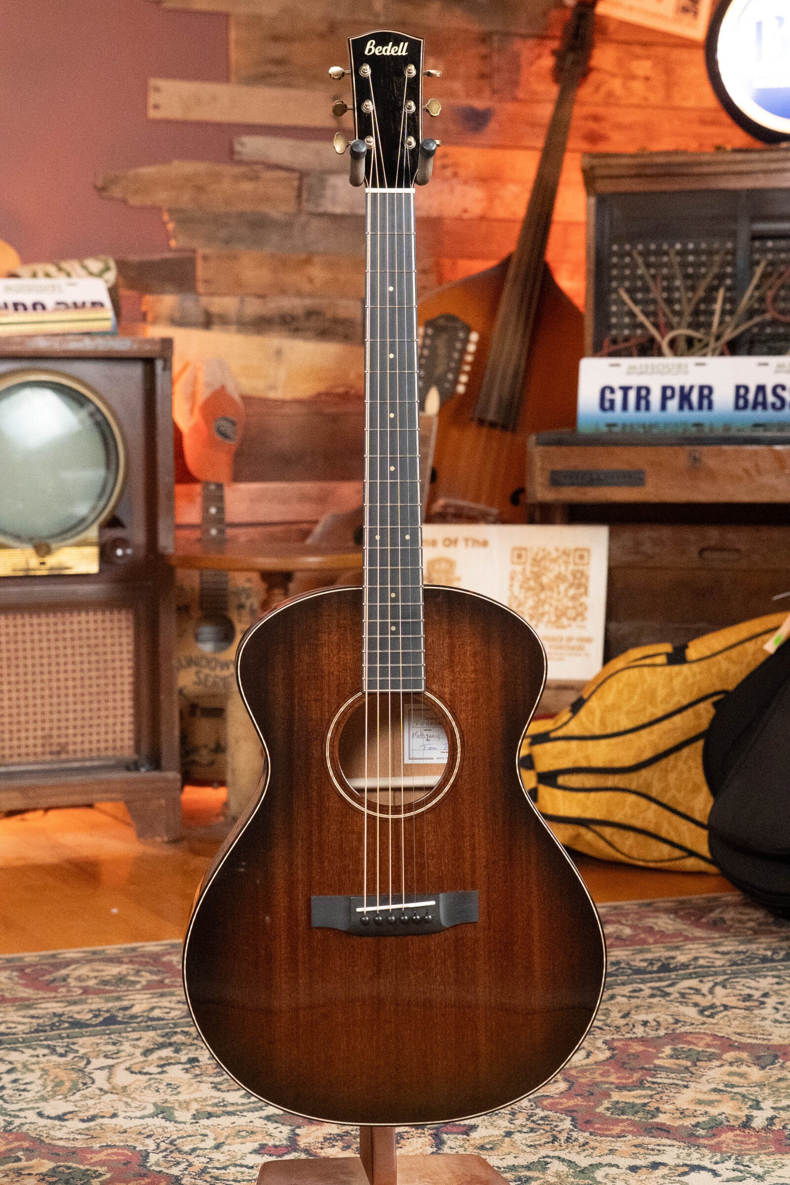 Bedell Classic Folk All Honduran Mahogany Antique Burst Orchestra Model Guitar w/Electronics #5009