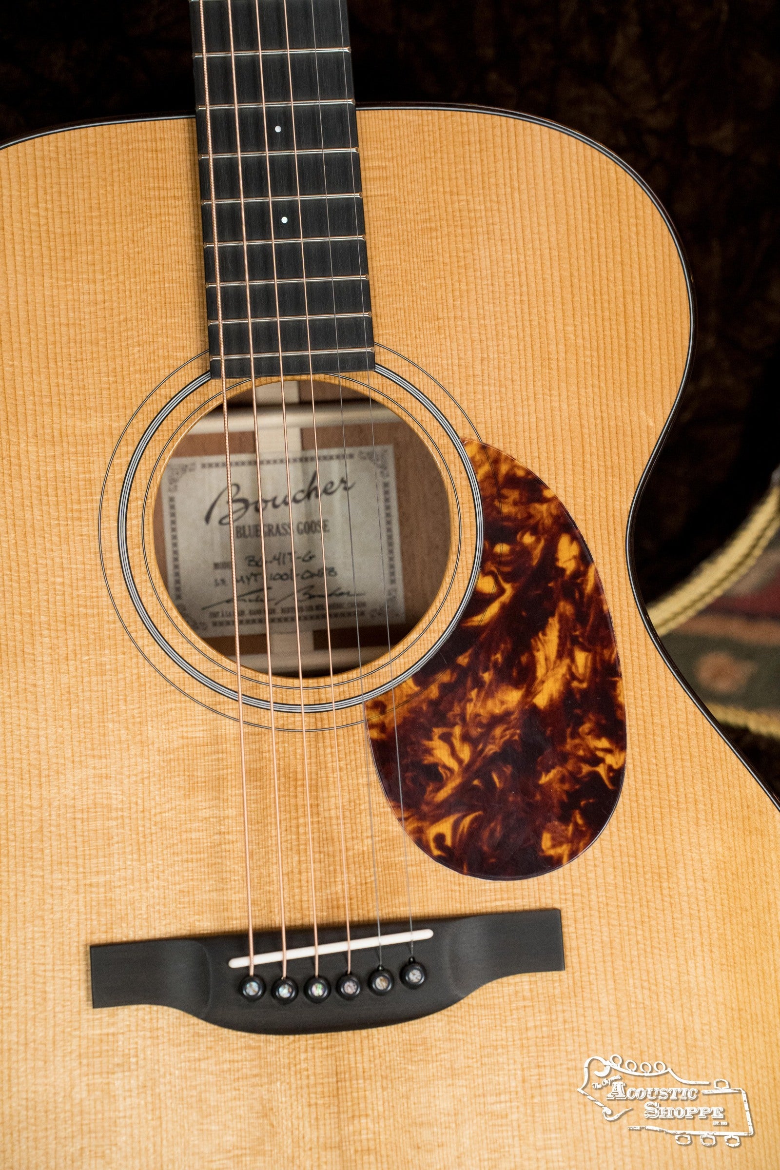 *Dread-Not Certified Used* Boucher BG-41T-G Bluegrass Goose Series *ALL* Torrefied Adirondack/Mahogany OM Gold Pack Acoustic Guitar #1001