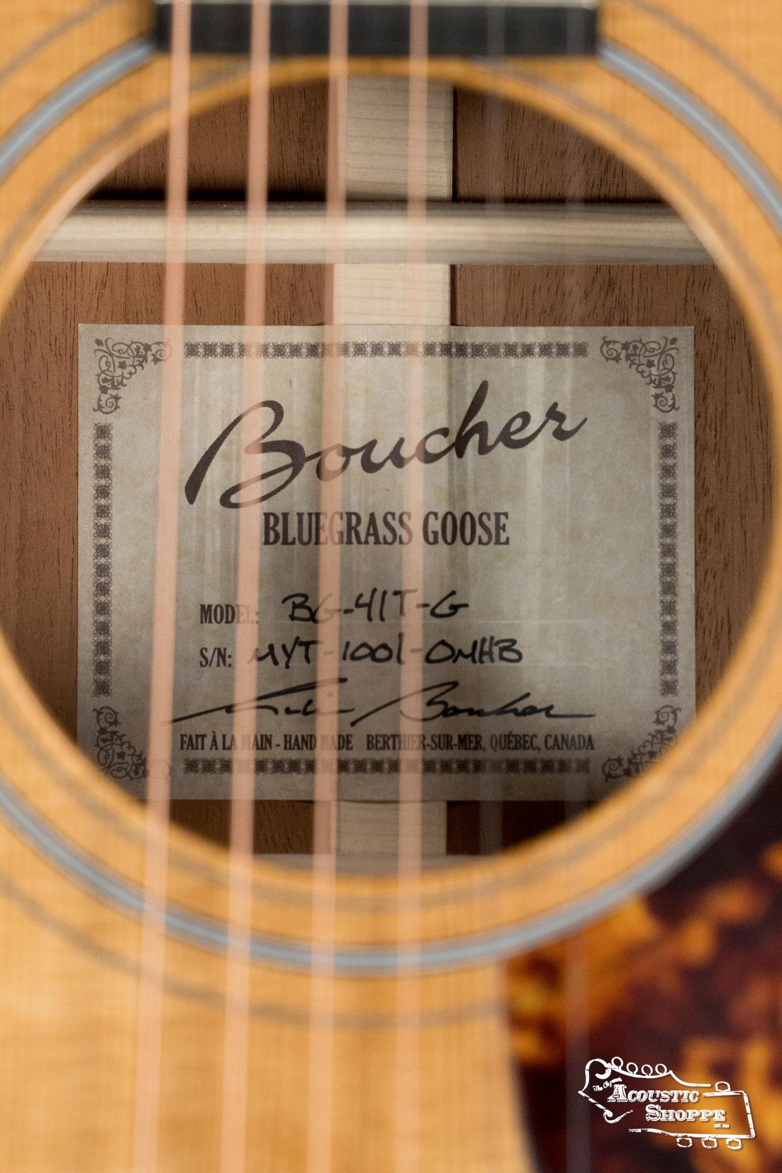 *Dread-Not Certified Used* Boucher BG-41T-G Bluegrass Goose Series *ALL* Torrefied Adirondack/Mahogany OM Gold Pack Acoustic Guitar #1001
