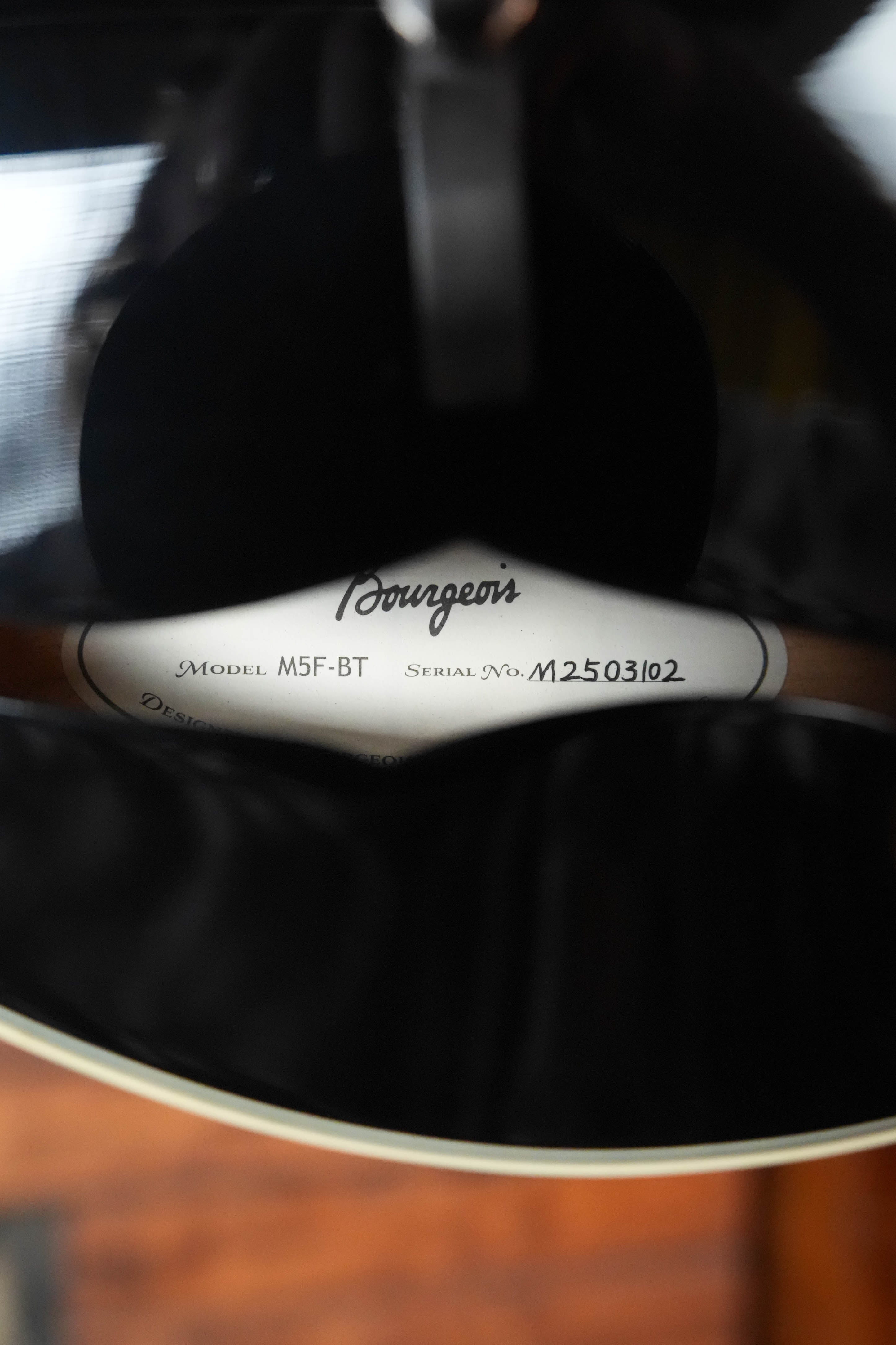 Bourgeois M5-F-BT Aged-Tone Adirondack/Maple Black Top F-Style Mandolin #3102