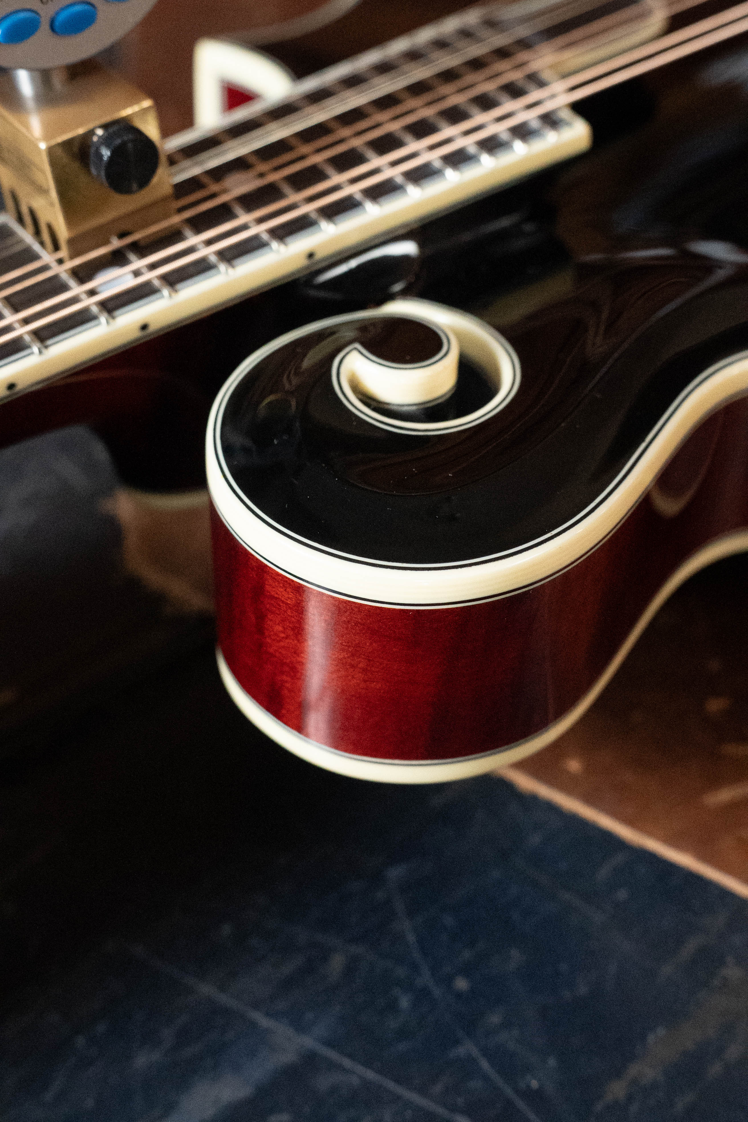 Bourgeois M5-F-BT Aged-Tone Adirondack/Maple Black Top F-Style Mandolin #6114