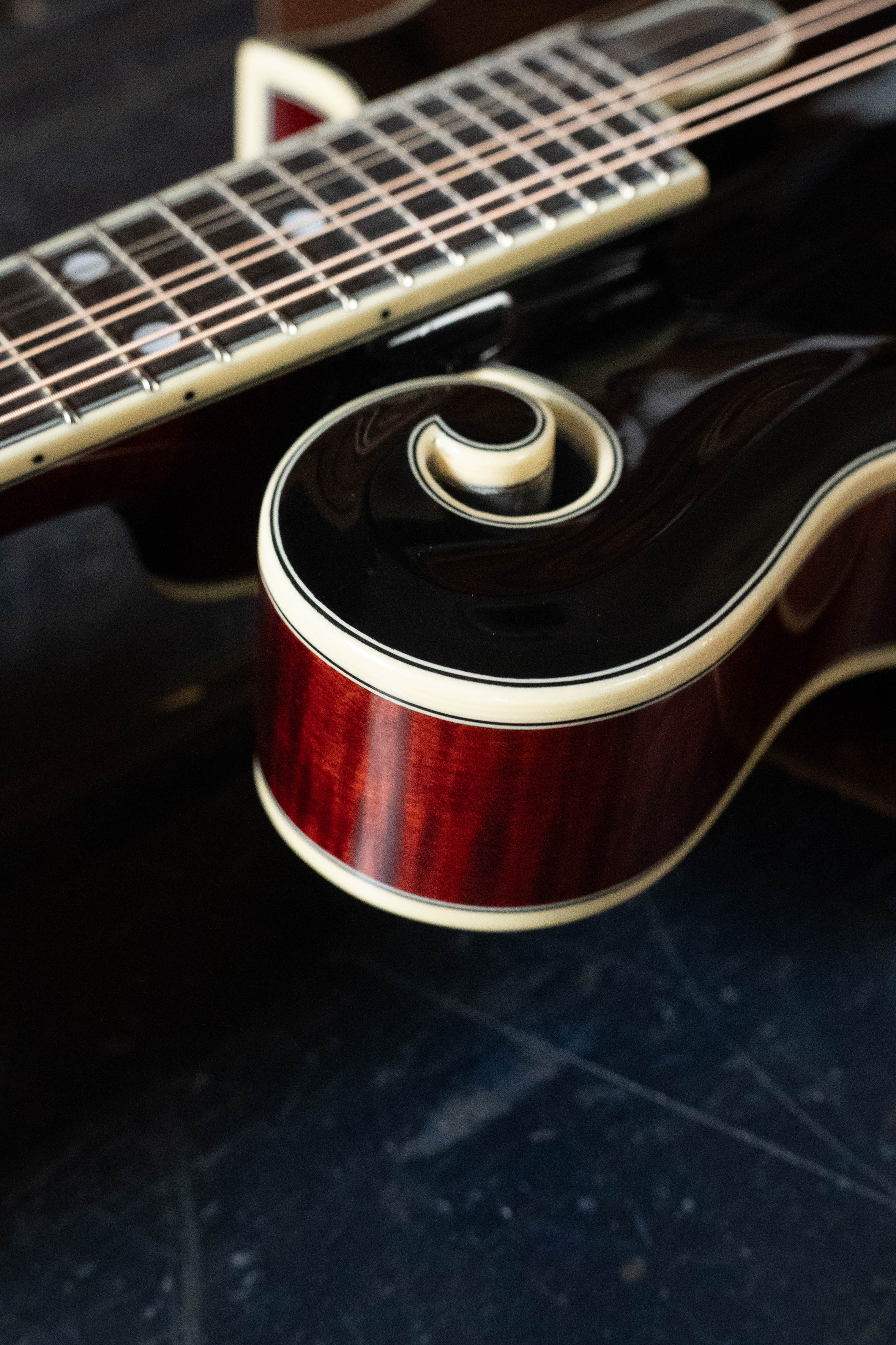 Bourgeois M5-F-BT Aged-Tone Adirondack/Maple Black Top F-Style Mandolin #6117