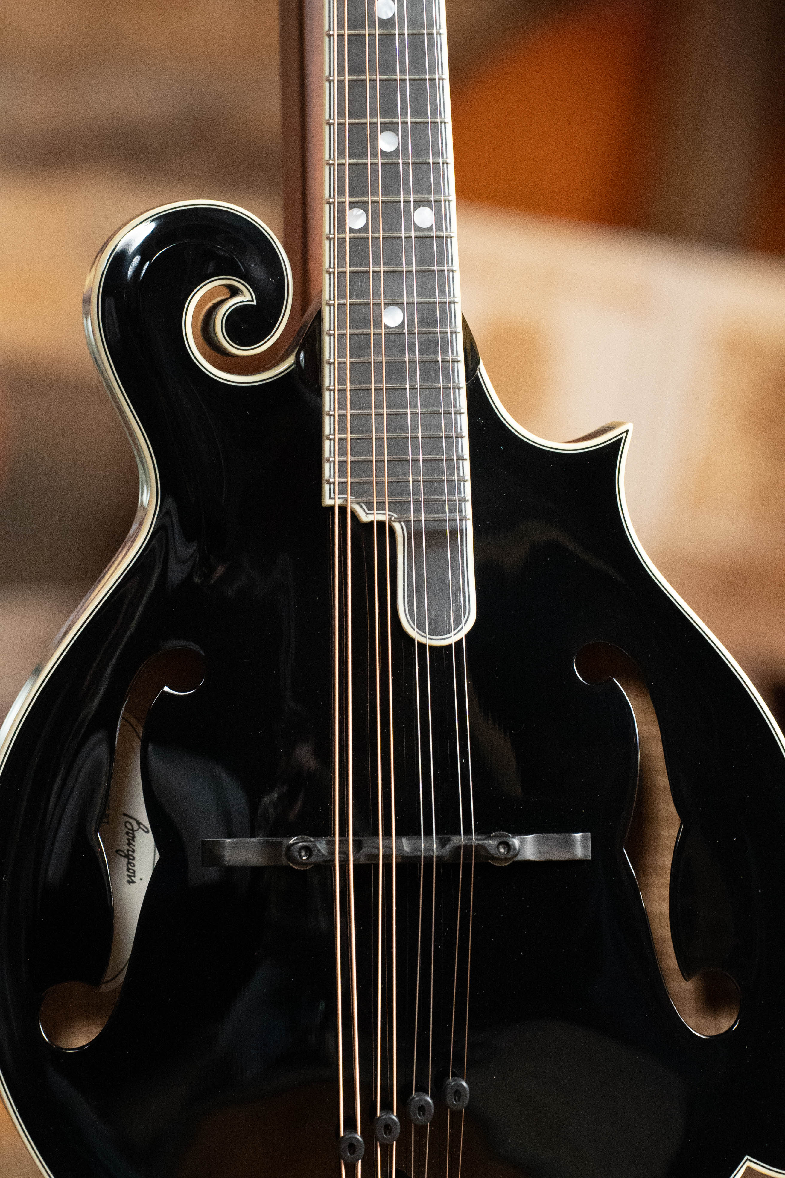 Bourgeois M5-F-BT Aged-Tone Adirondack/Maple Black Top F-Style Mandolin #6117