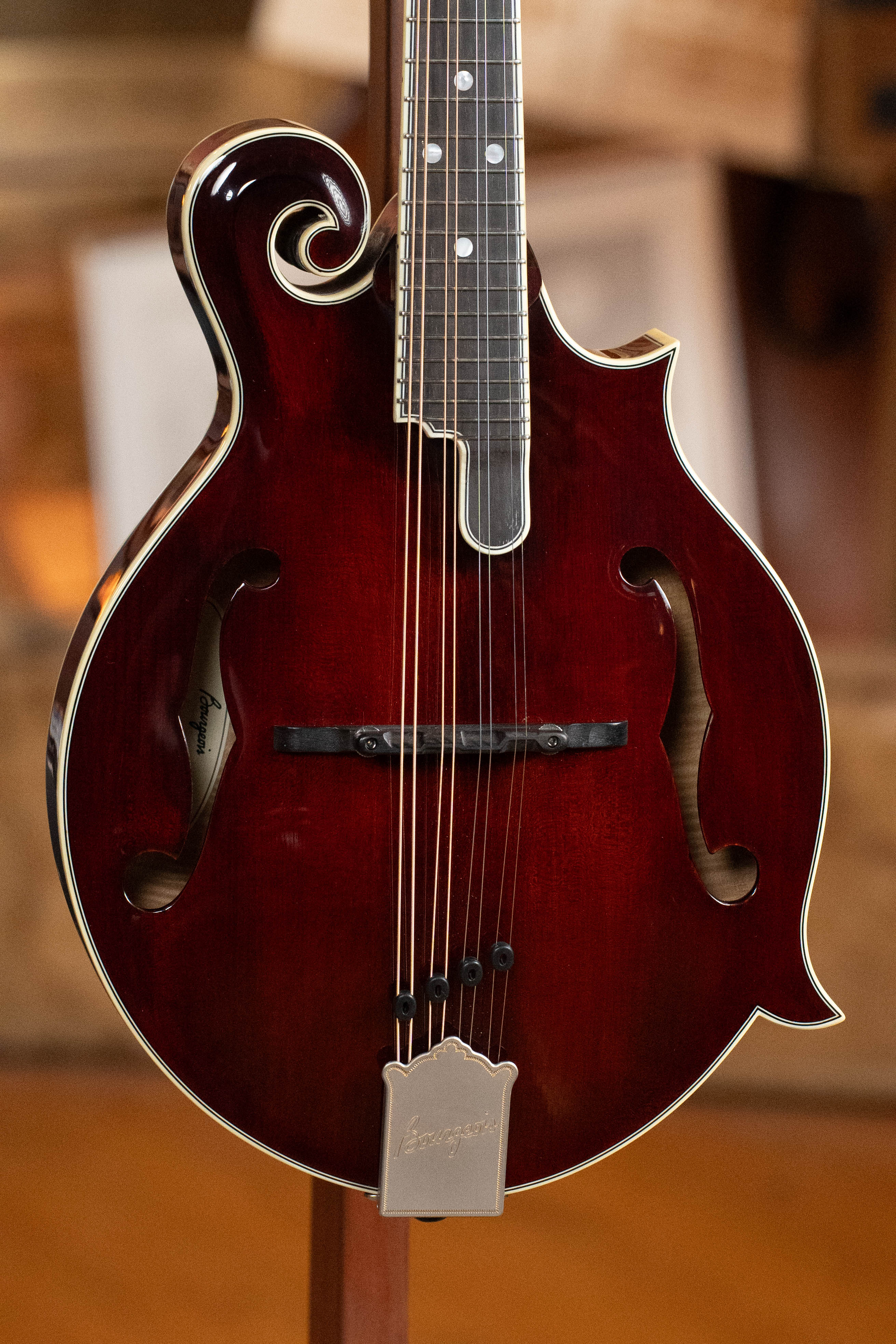 Bourgeois M5-F-CR Aged-Tone Adirondack/Maple Cordovan Red F-Style Mandolin #2001