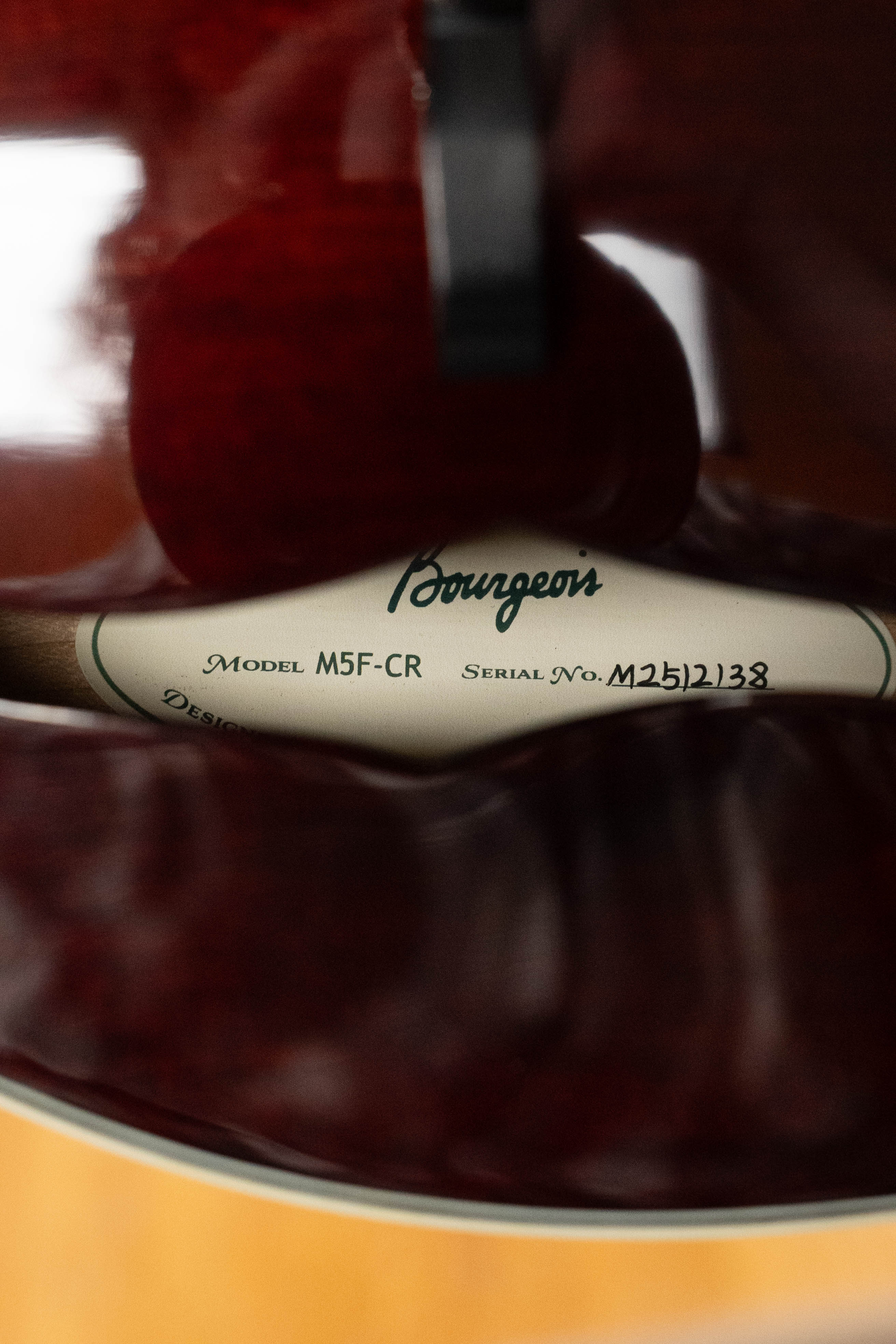 Bourgeois M5-F-CR Aged-Tone Adirondack/Maple Cordovan Red F-Style Mandolin #2138