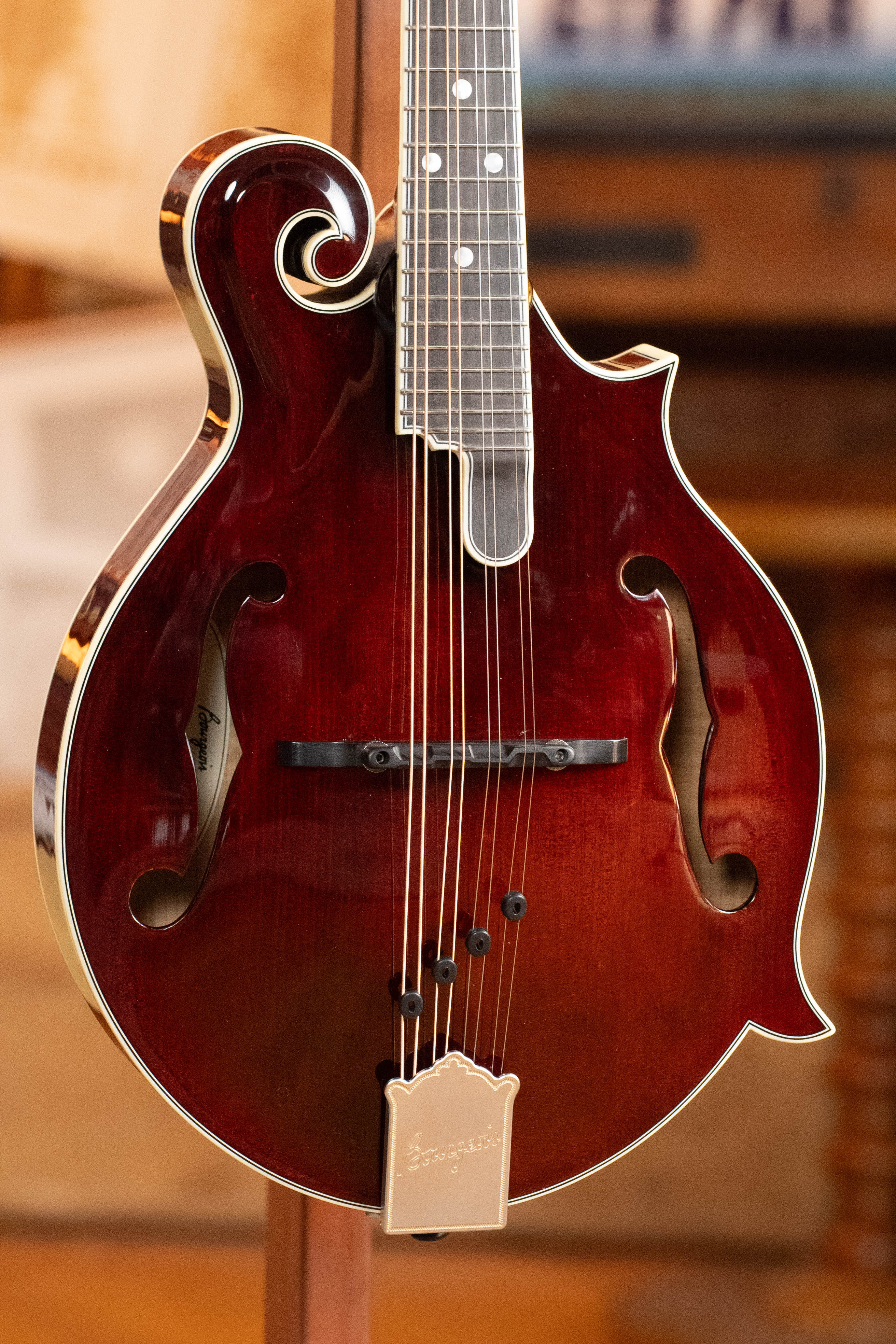 Bourgeois M5-F-CR Aged-Tone Adirondack/Maple Cordovan Red F-Style Mandolin #2138