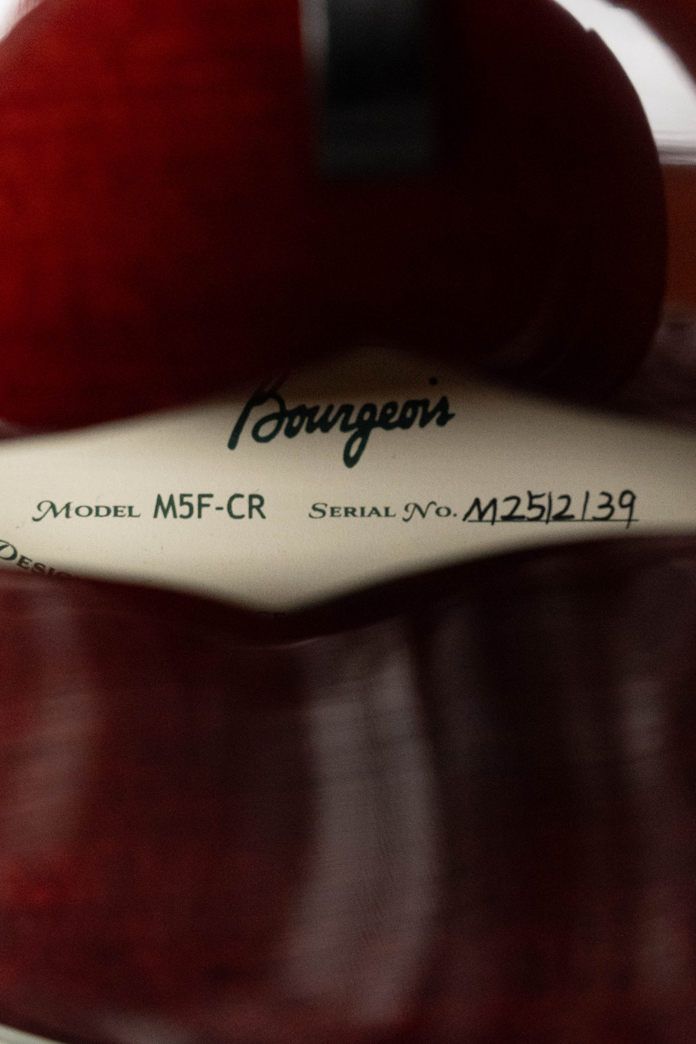 Bourgeois M5-F-CR Aged-Tone Adirondack/Maple Cordovan Red F-Style Mandolin #2139