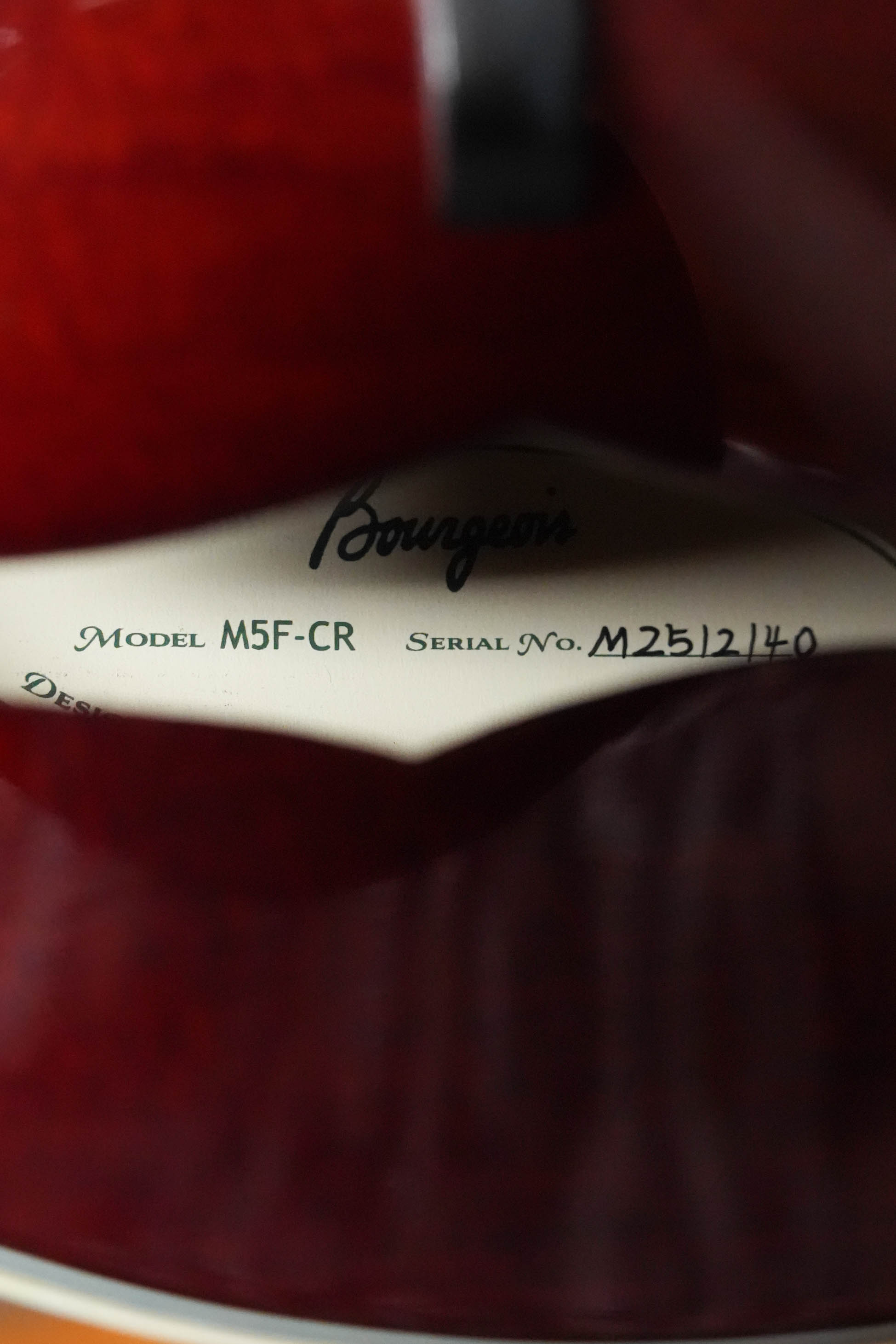 Bourgeois TAS Exclusive M5-F-CR Aged-Tone Adirondack/Maple Cordovan Red F-Style Mandolin #2140