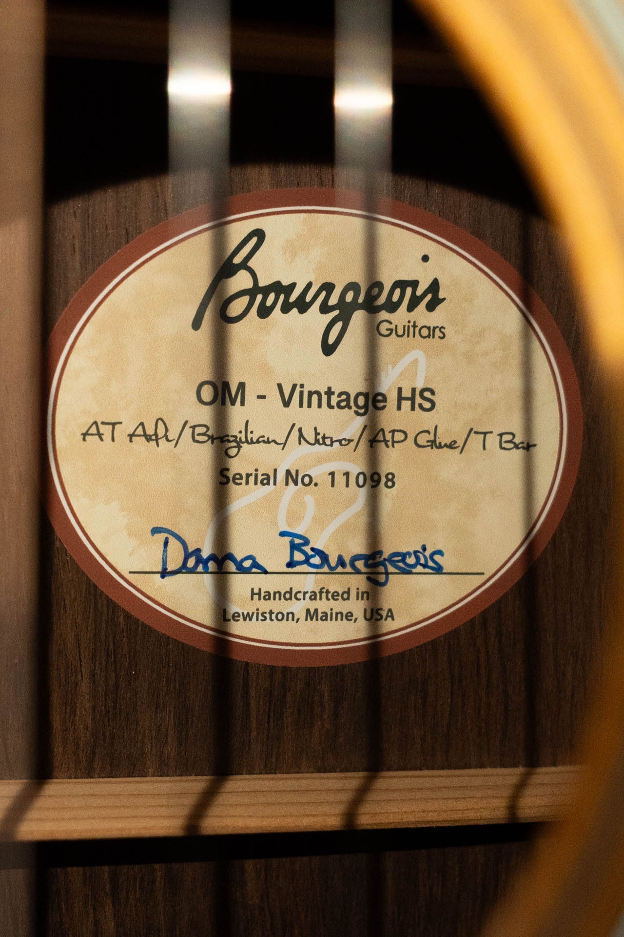 Bourgeois HSV-OM T-Bar Vintage Heirloom Series Aged Tone Adirondack/Brazilian Rosewood Orchestra Model Acoustic Guitar #1098