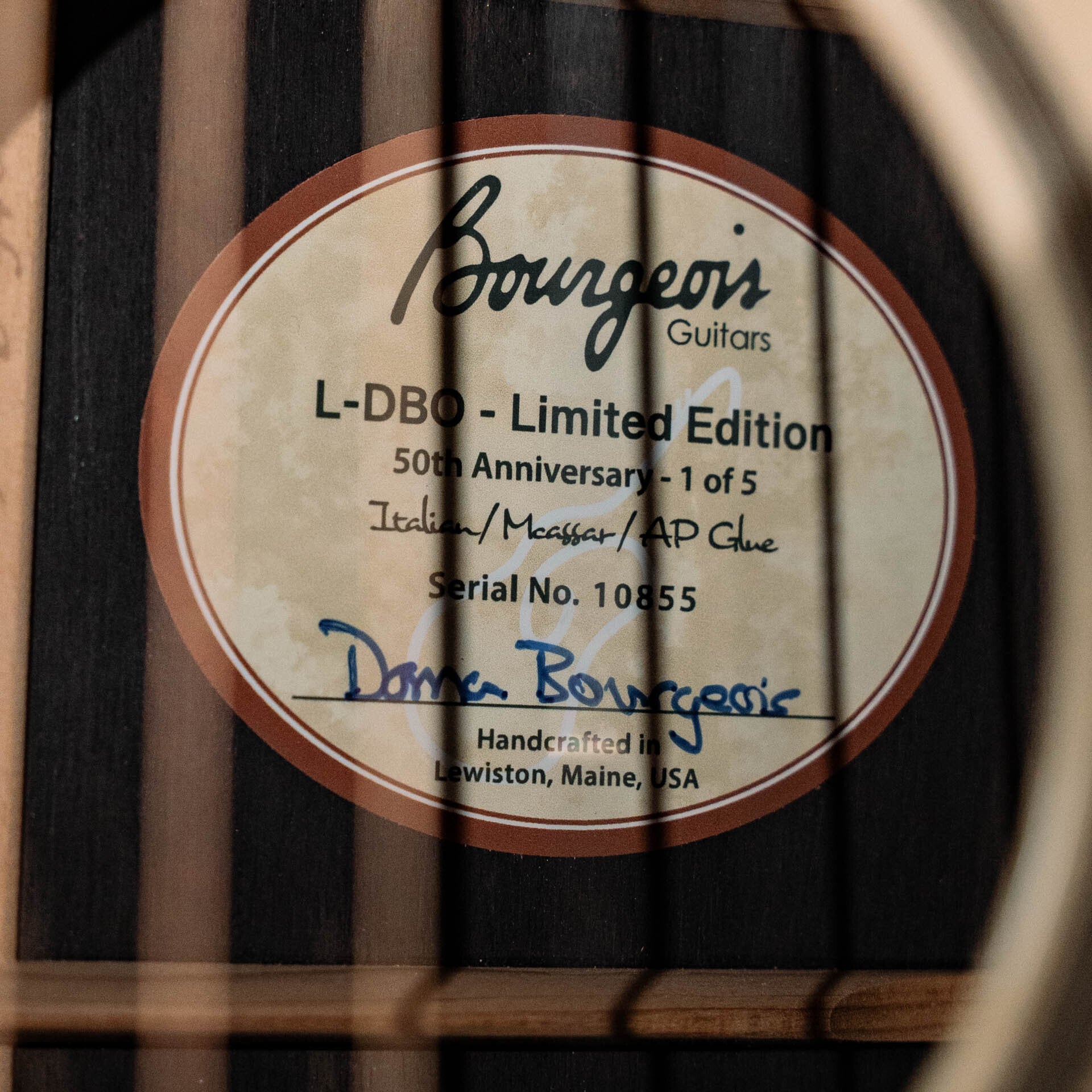 Bourgeois LDBO Legacy Series 50th Anniversary Italian Spruce/Macassar Ebony L-OO Acoustic Guitar #0855