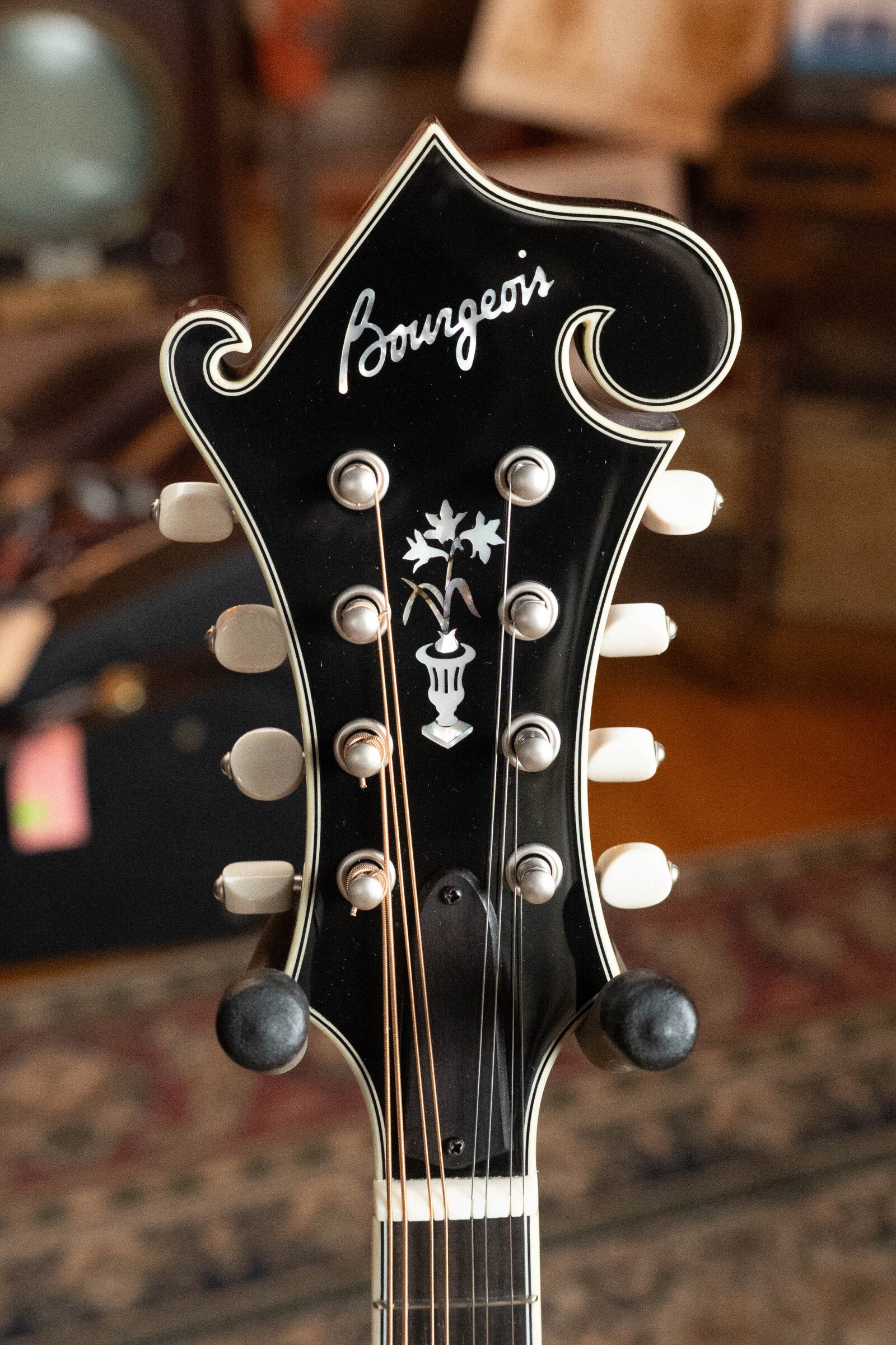 Bourgeois M5-F-BT Aged-Tone Adirondack/Maple Black Top F-Style Mandolin #6111