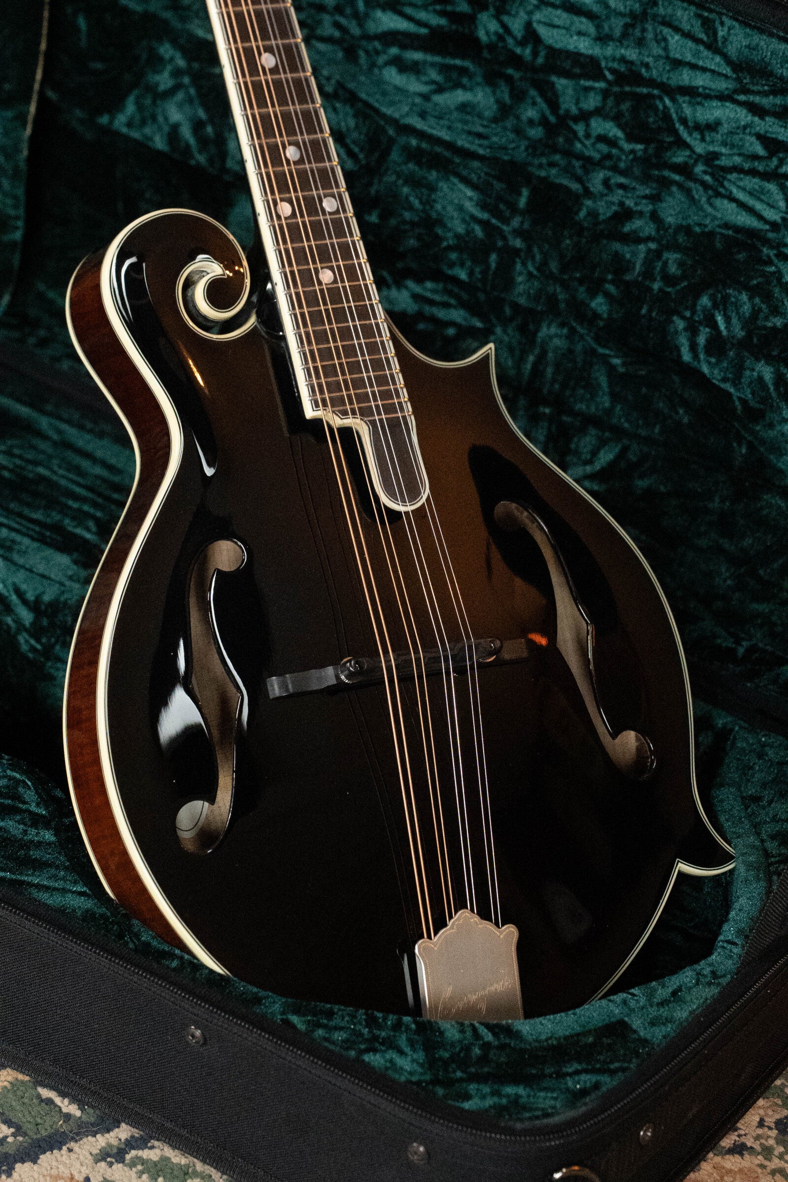 Bourgeois Limited Chocolate M5-F-BT Aged-Tone Adirondack/Maple Black Top F-Style Mandolin #6113