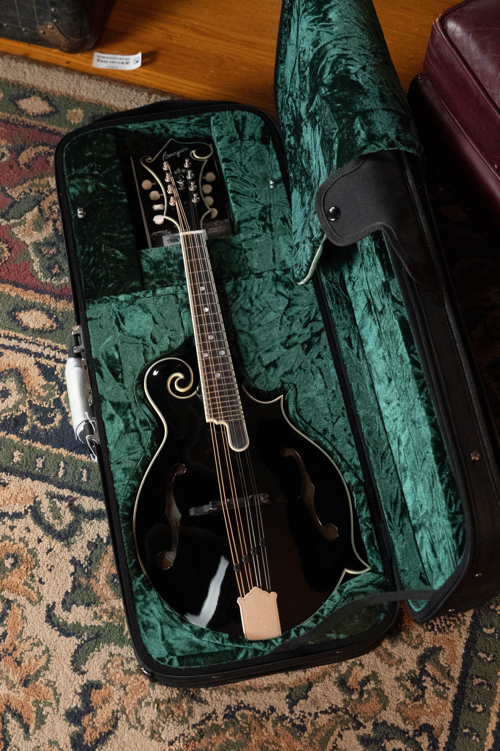 Bourgeois M5-F-BT Aged-Tone Adirondack/Maple Black Top F-Style Mandolin #6115