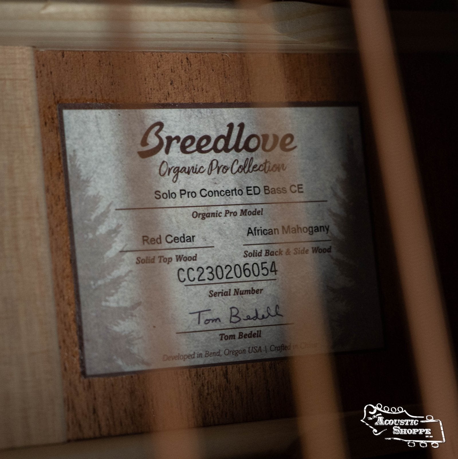 Breedlove Organic Solo Pro Concerto Red Cedar/African Mahogany Edgeburst Cutaway Acoustic Bass w/ Fishman Pickup #6054