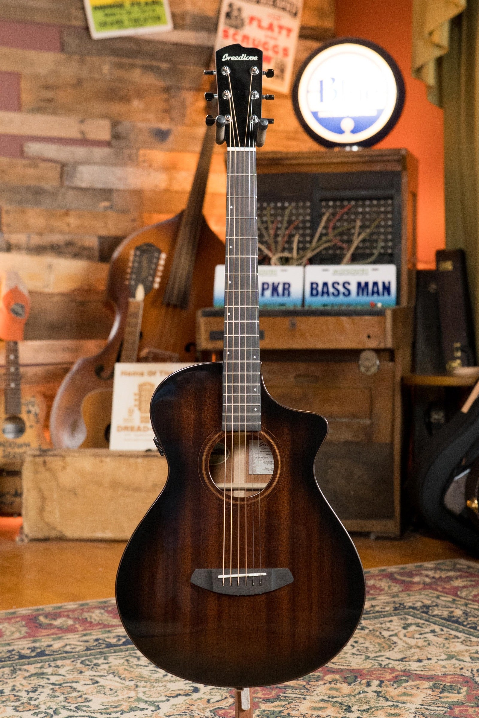 Breedlove Wildwood Pro Series All Mahogany Cutaway Parlor Concertina Suede Guitar w/Electronics #1165